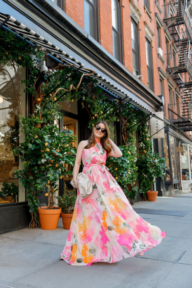 Eliza J Pastel Floral Maxi Dress New York City Style Charade