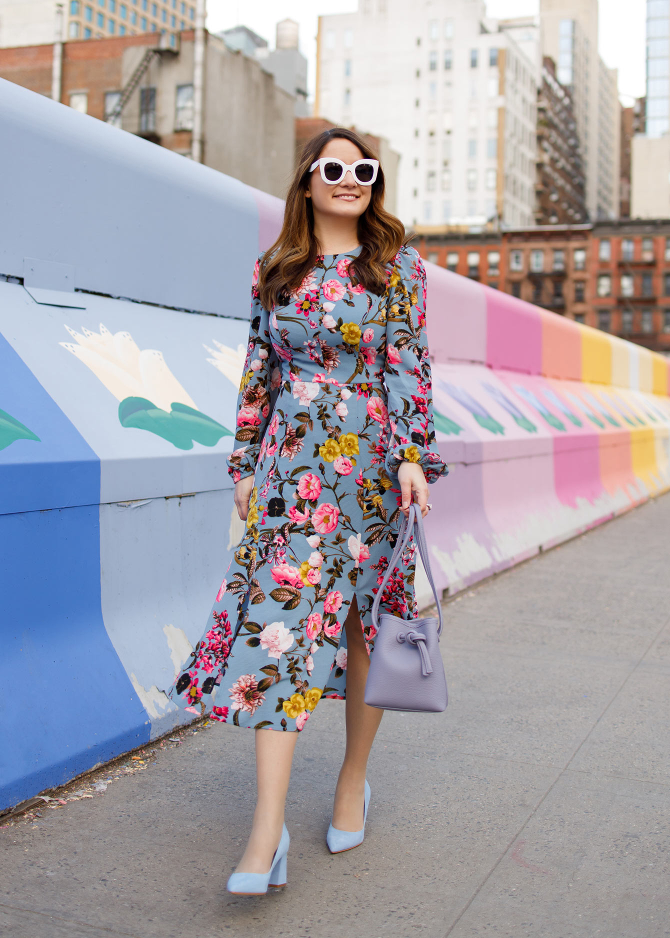 Eliza J Floral Print Midi Dress in New York City - Style Charade