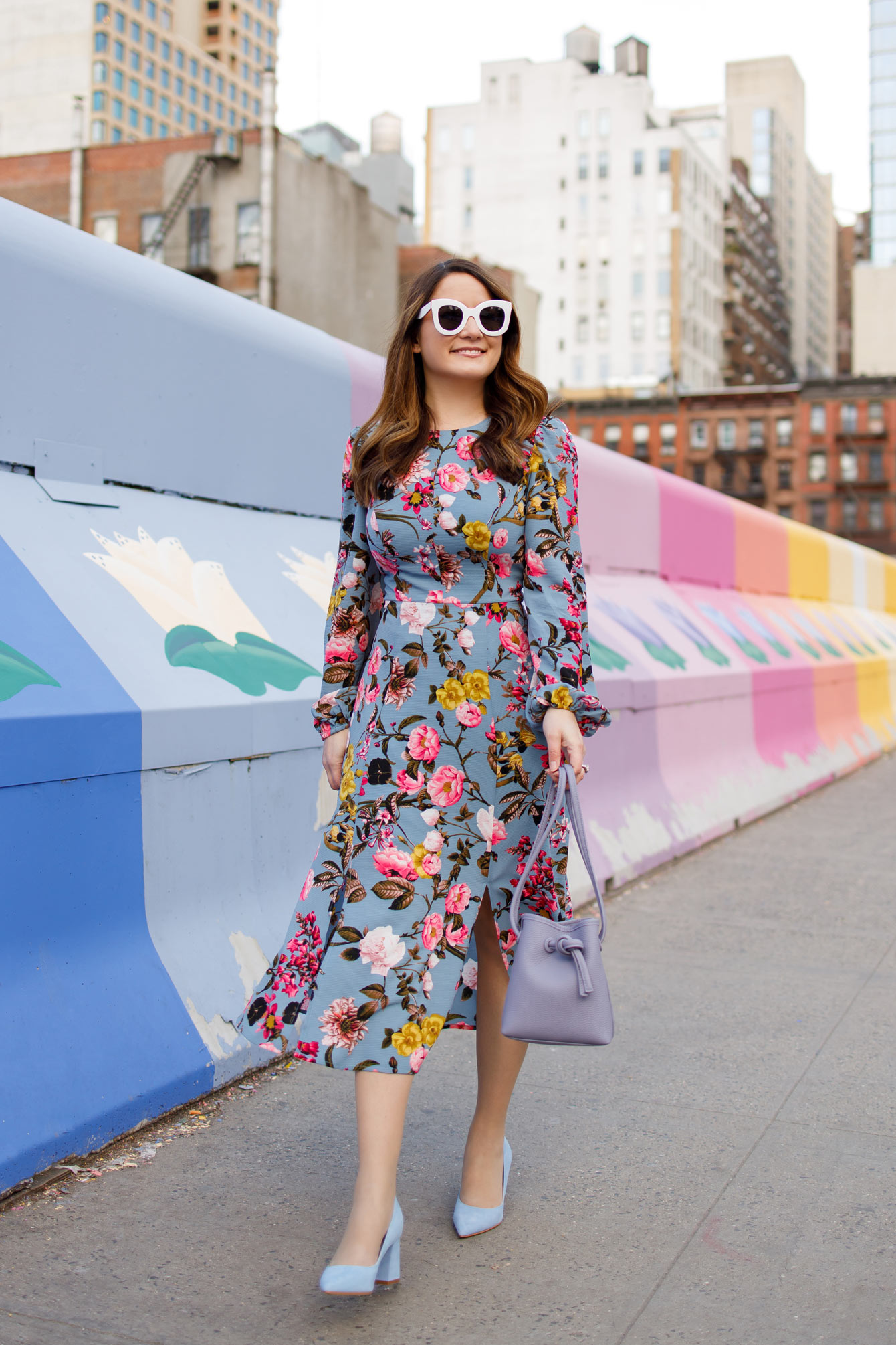 Eliza J Floral Print Midi Dress