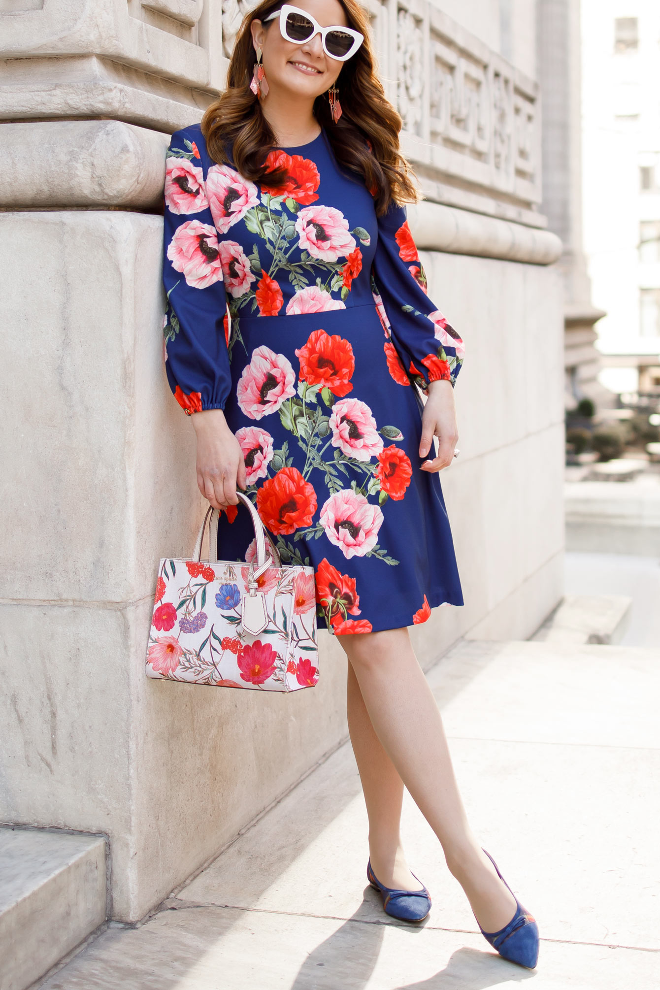 Eliza J Poppy Print Floral Dress