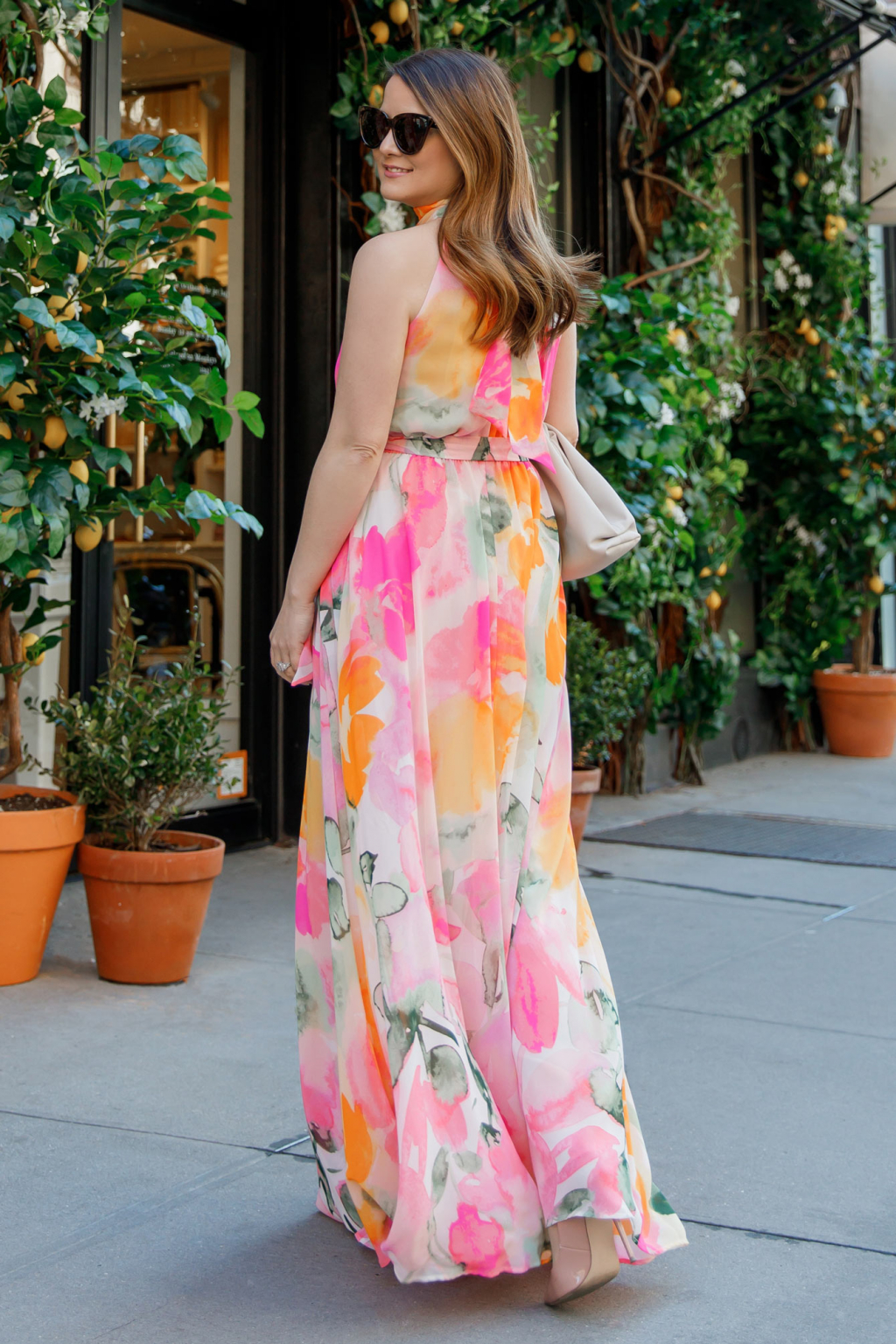 Eliza J Pastel Floral Maxi Dress New York City Style Charade