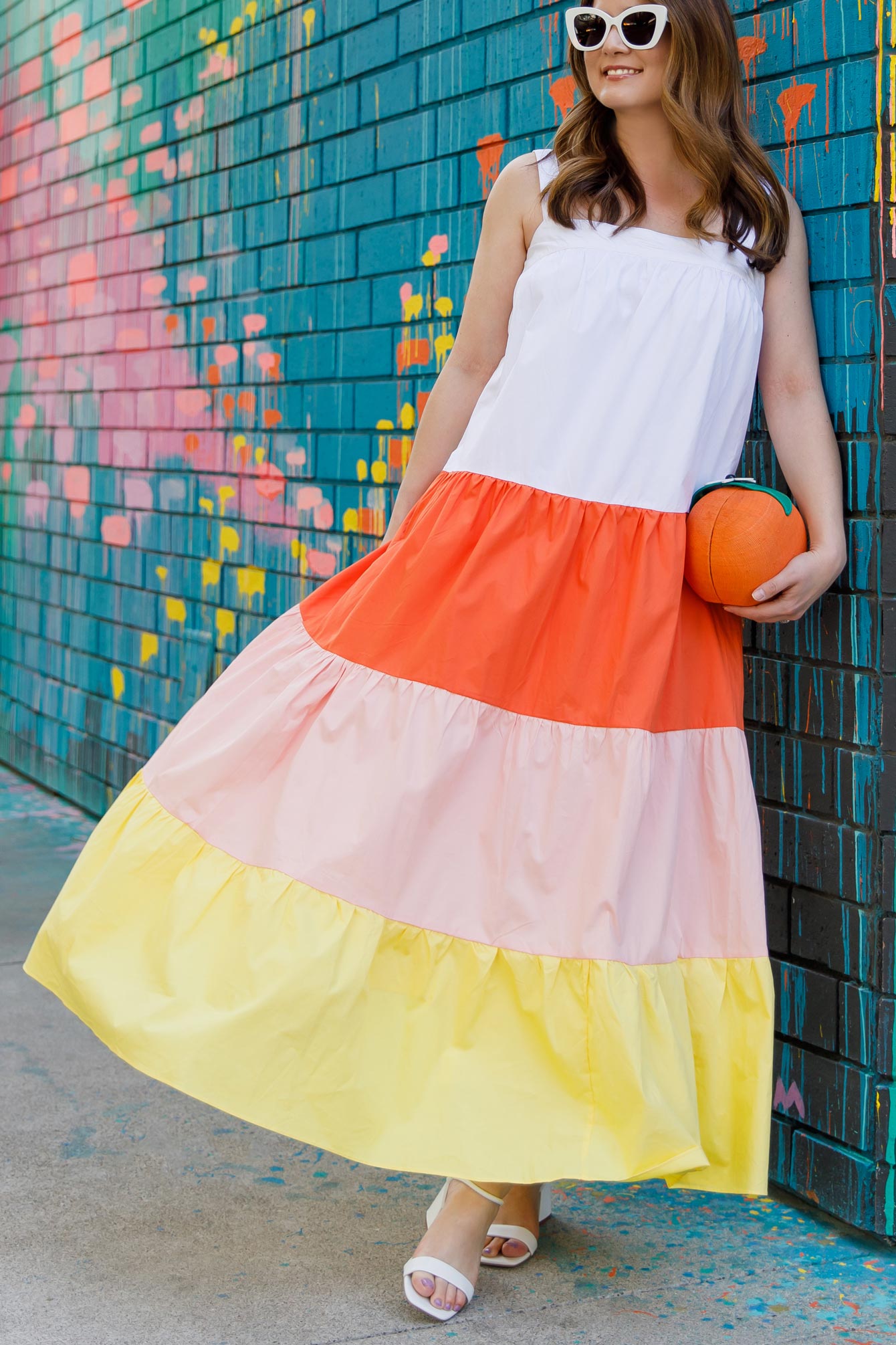 Orange Yellow Tiered Dress