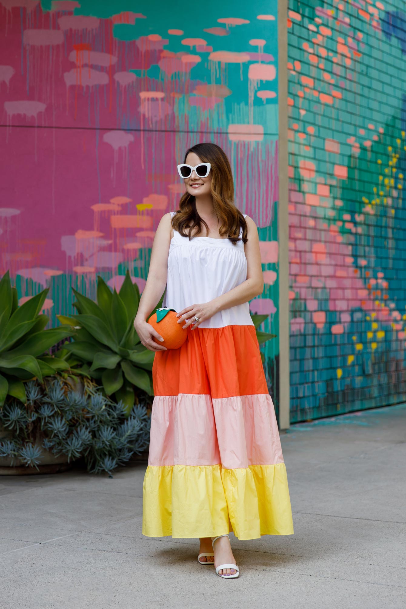 Orange Yellow Tiered Maxi Dress