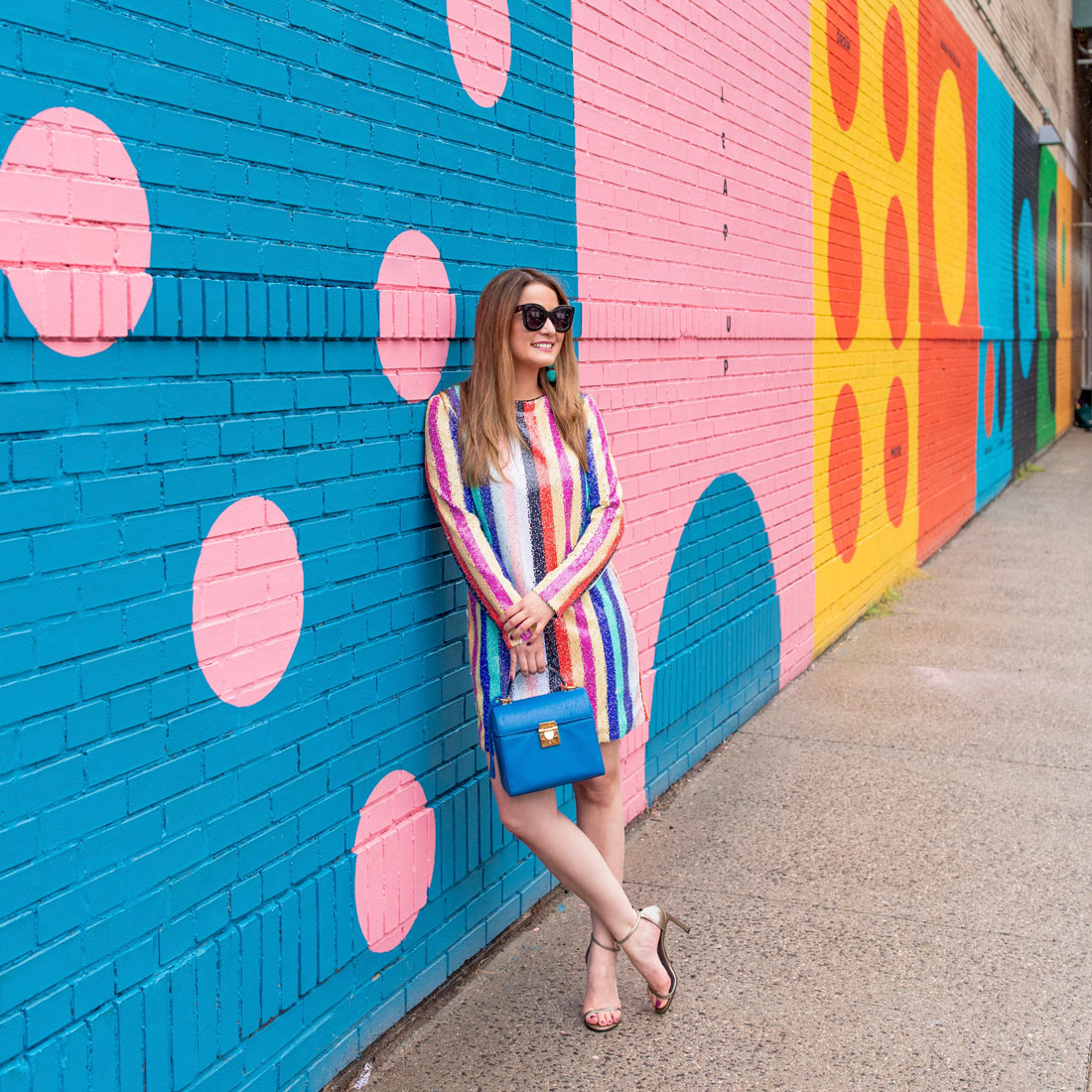 Pink Blue Polka Dot Mural Color Factory New York