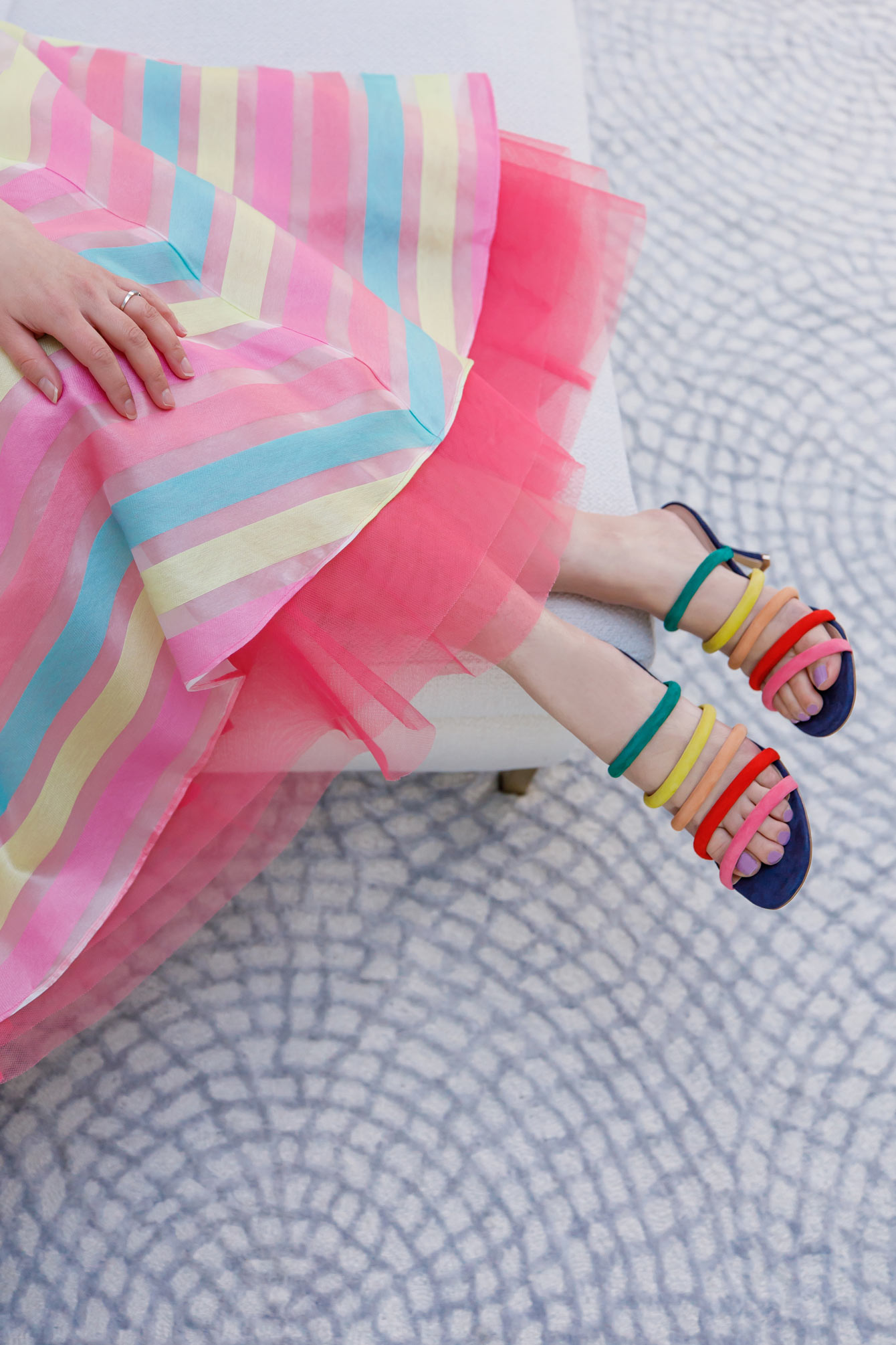 Rainbow Strappy Mules