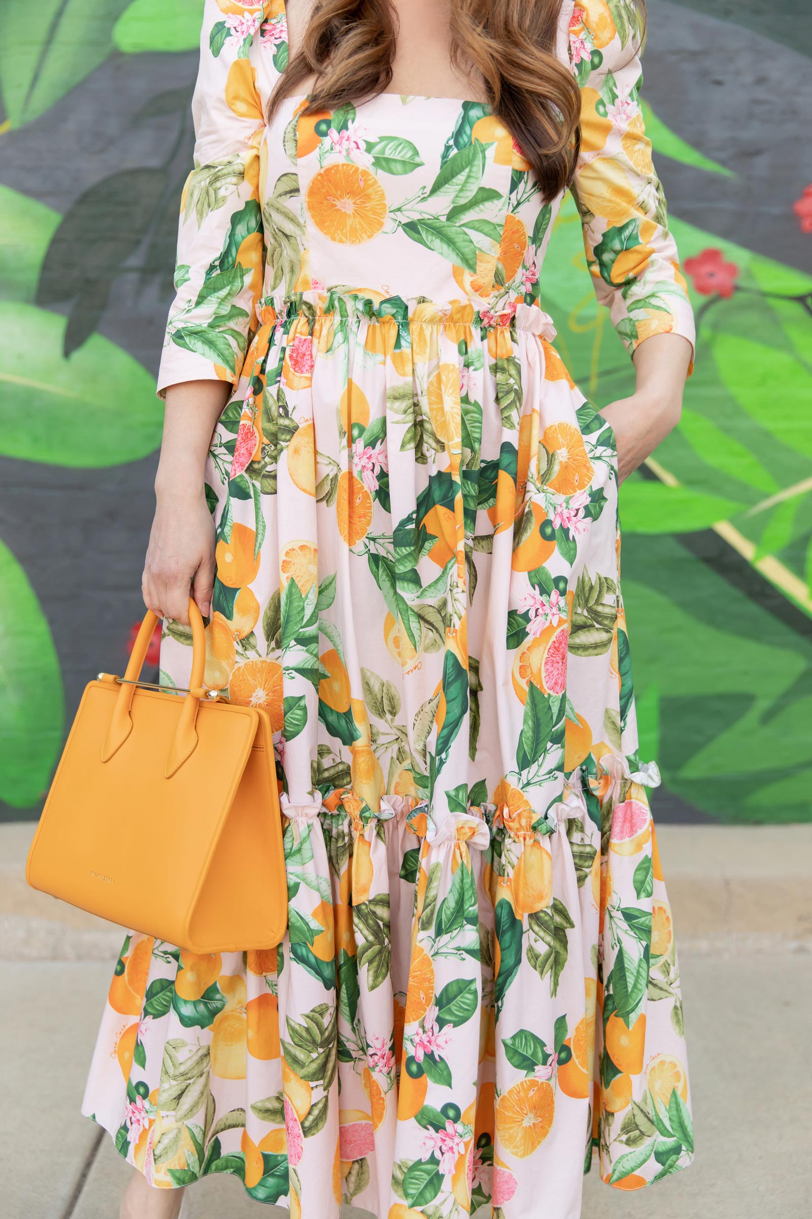 Orange Grapefruit Print Dress