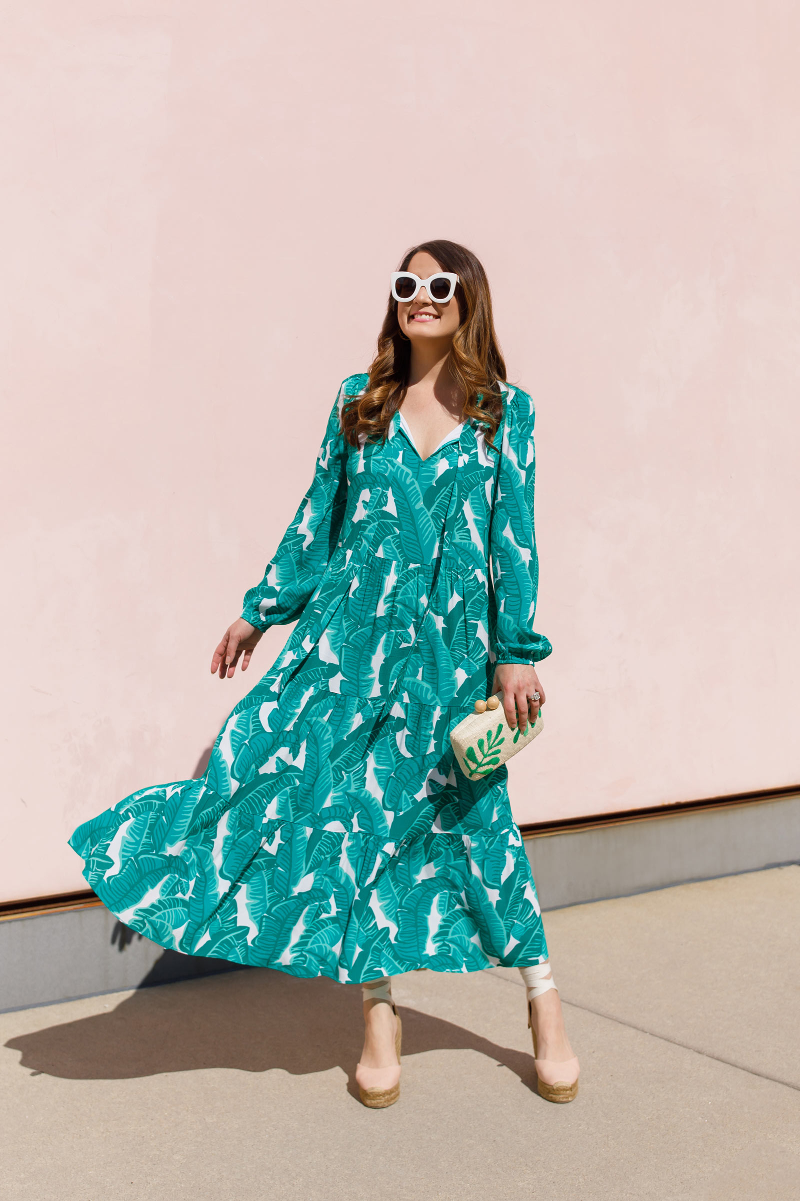 Palm Print Midi Dress