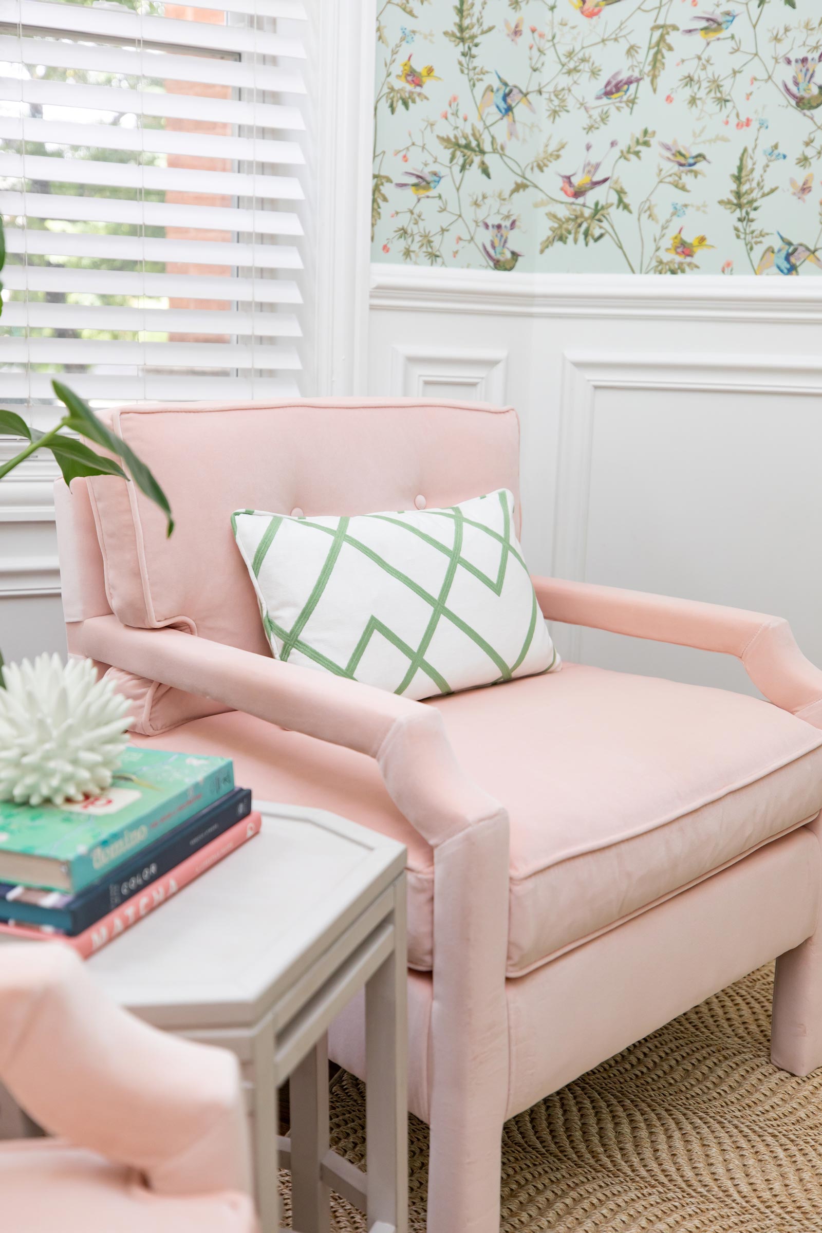 Ballard Pink Velvet Robbie Chair