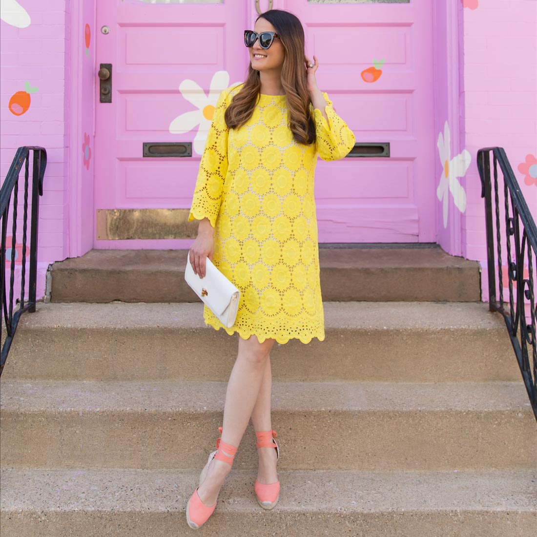 Jennifer Lake Lilly Pulitzer Yellow Lace Dress