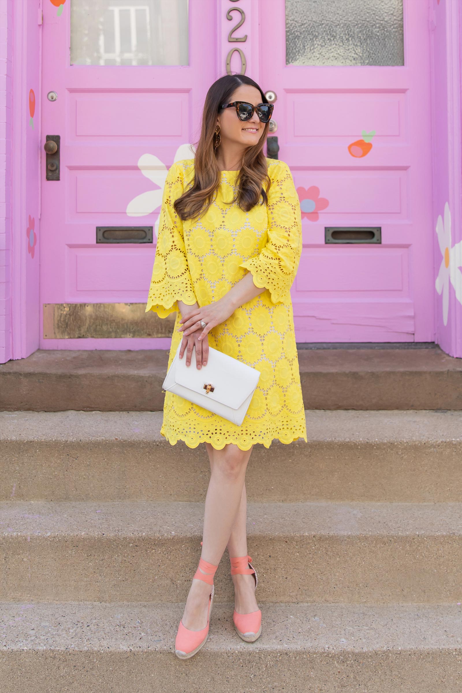 Jennifer Lake Lilly Pulitzer Yellow Scallop Dress