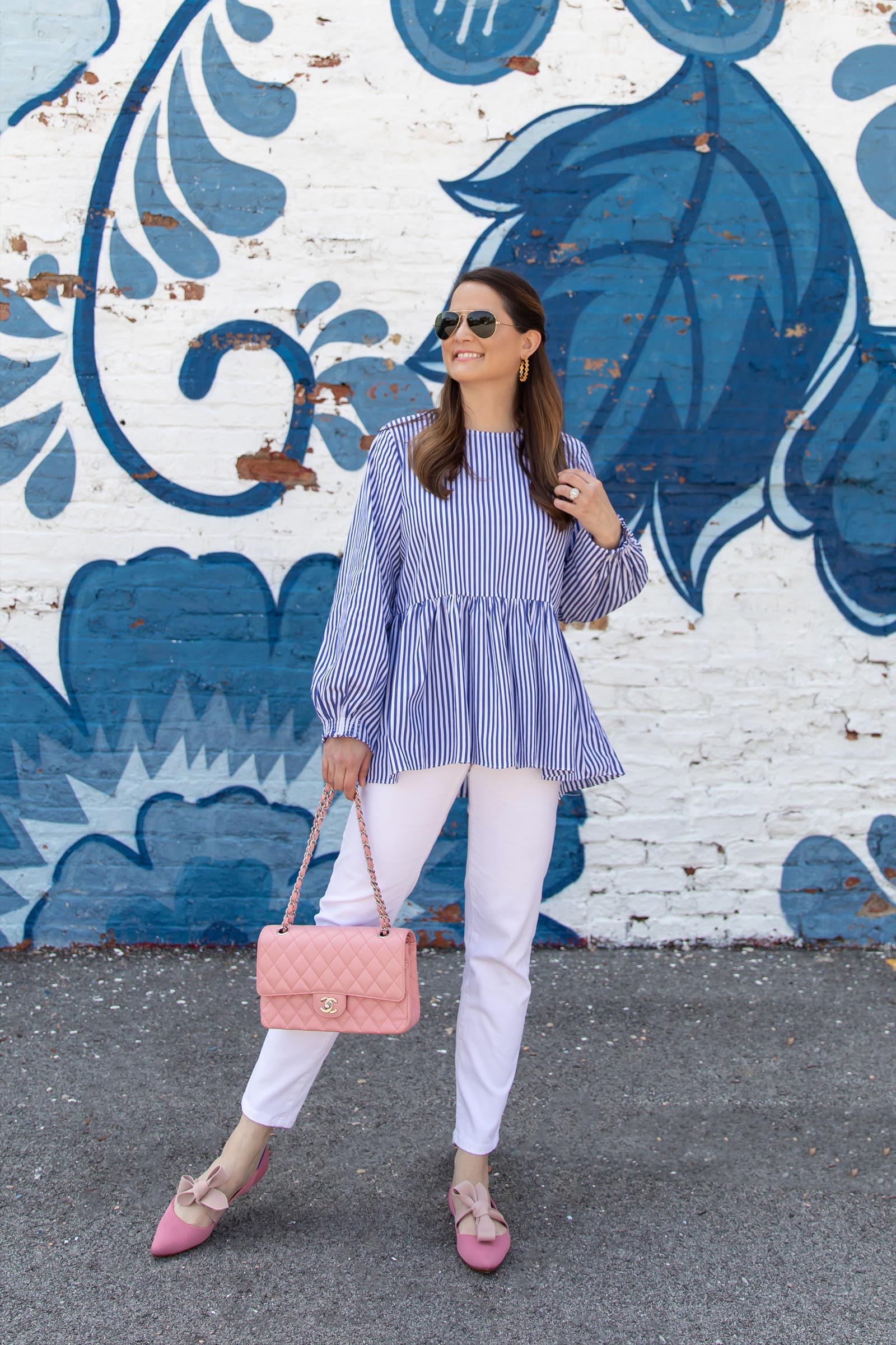 Tuckernuck Navy Stripe Peplum Top