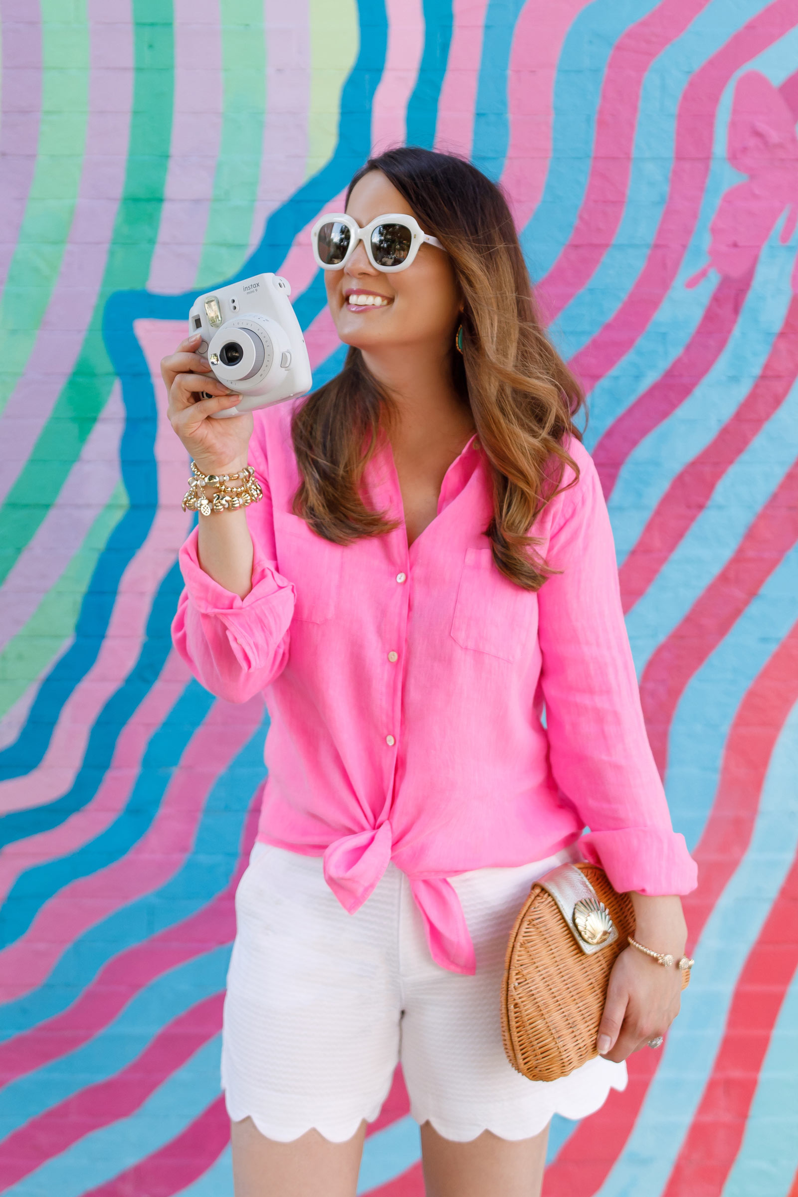 Jennifer Lake Lilly Pulitzer Pink Linen Shirt