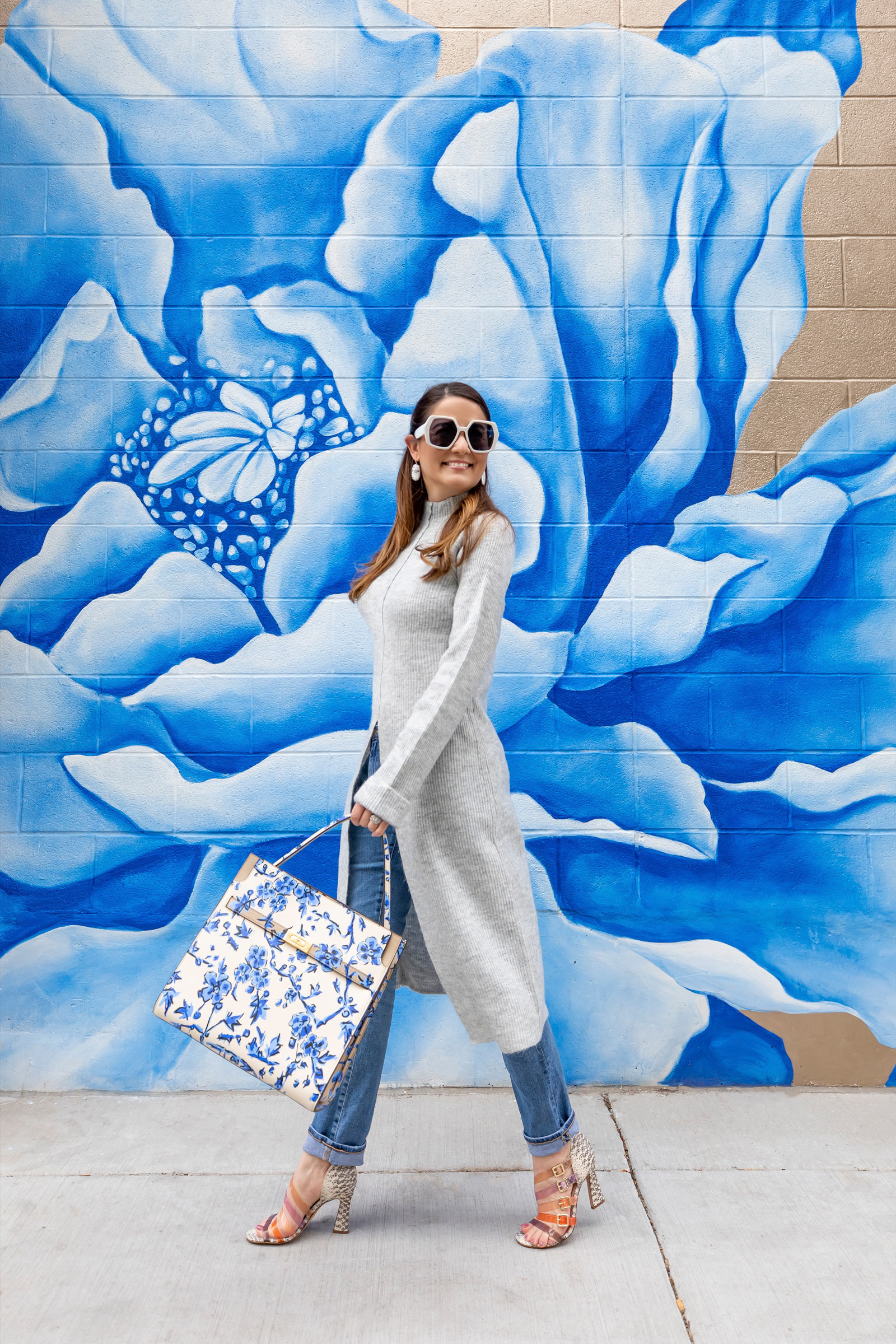 Blue Floral Mural Chicago