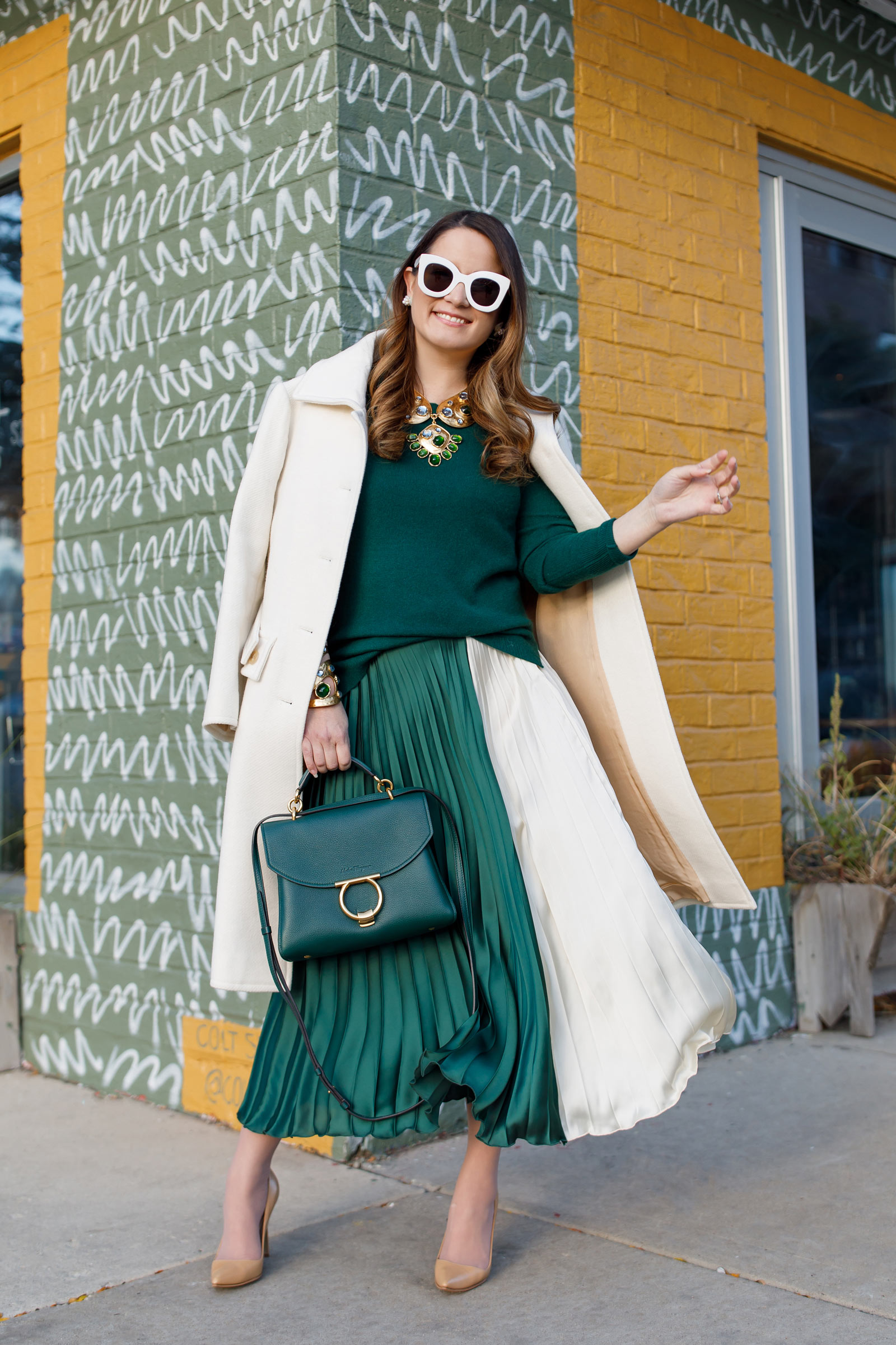 emerald Pleated Skirt