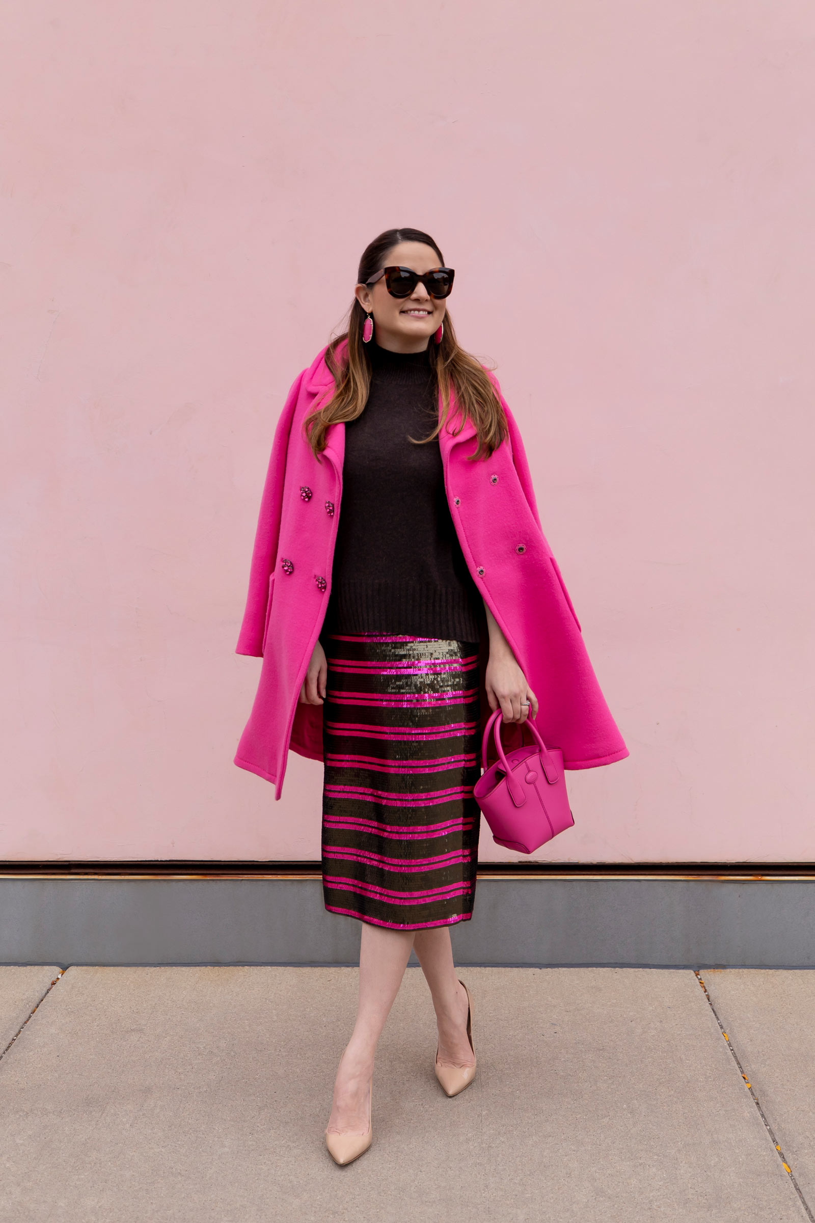 J. Crew Pink Stripe Sequin Skirt