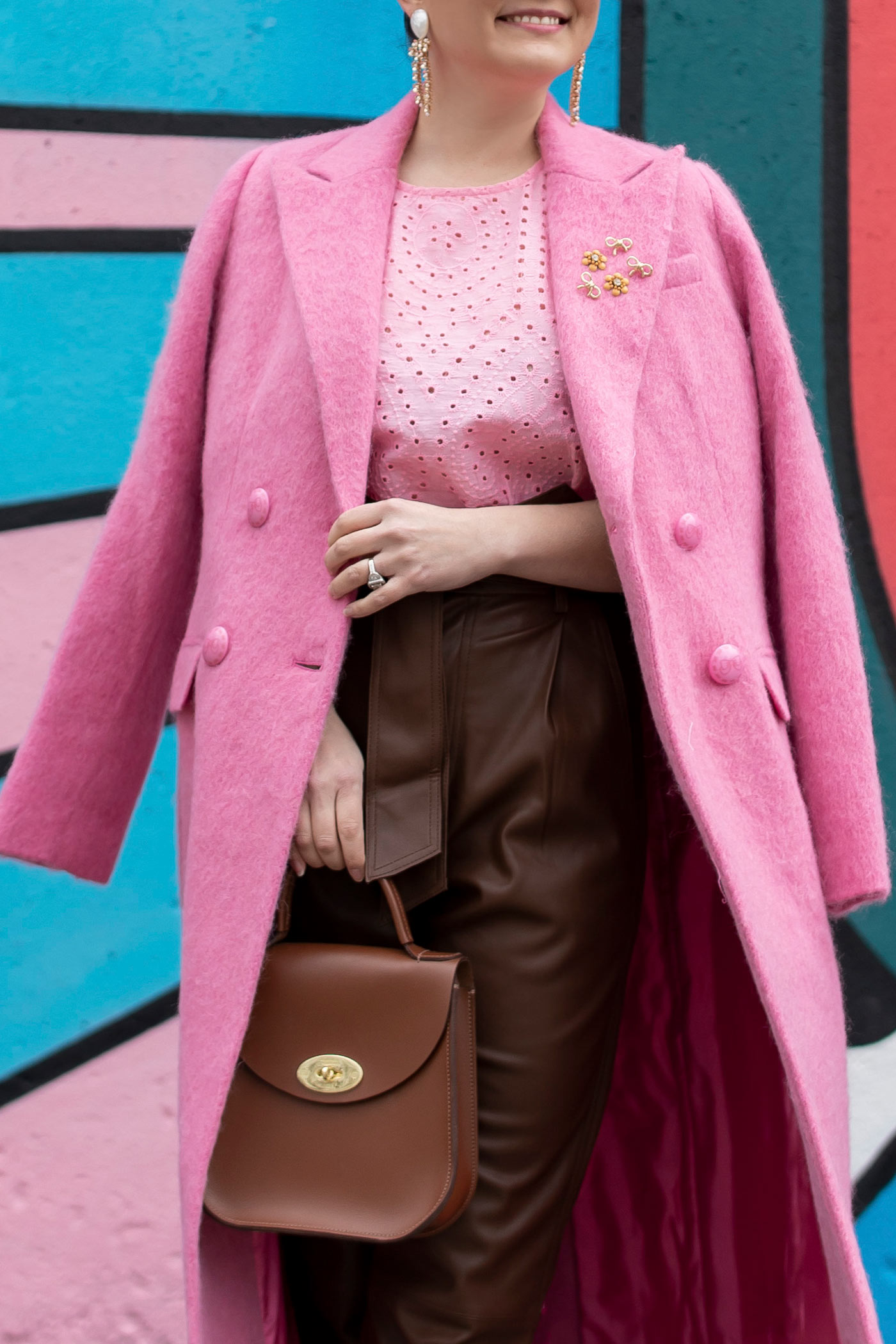 Jennifer Lake Pink Brown Outfit