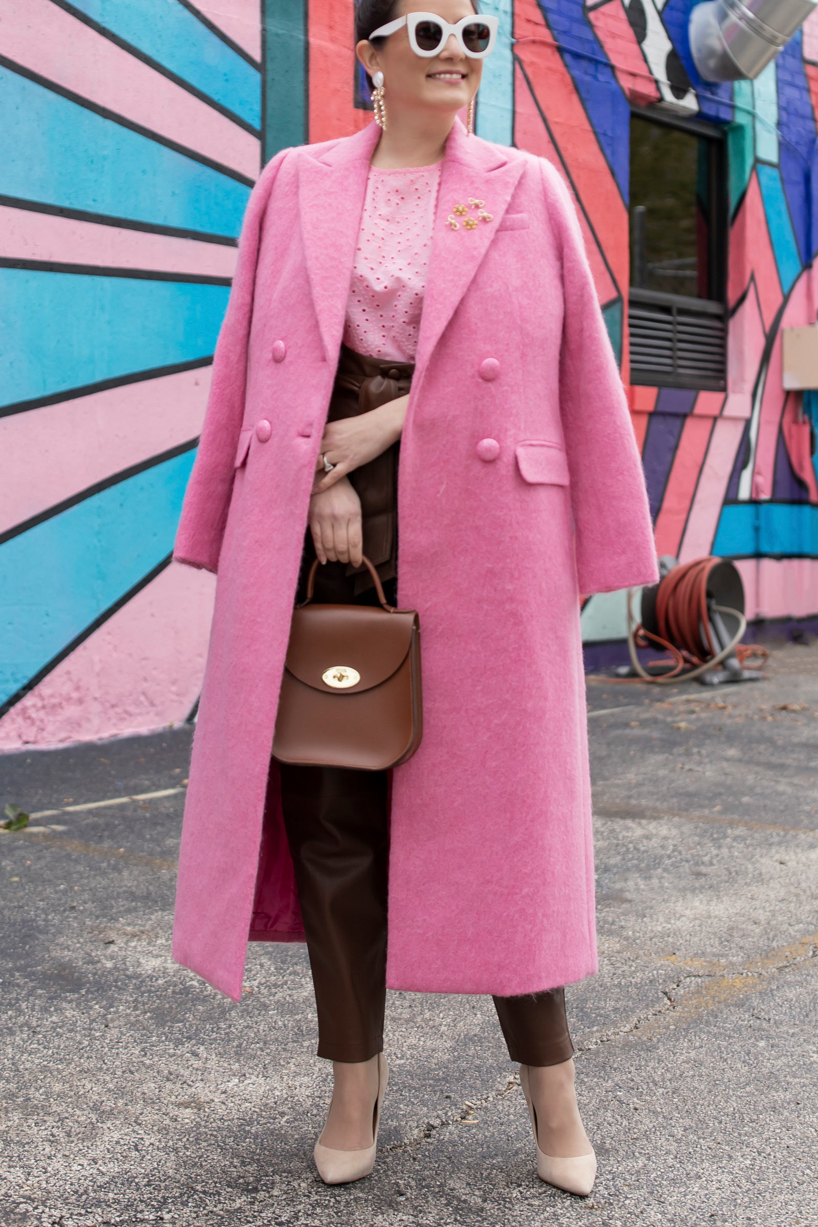 Jennifer Lake LoveShackFancy Pink Coat