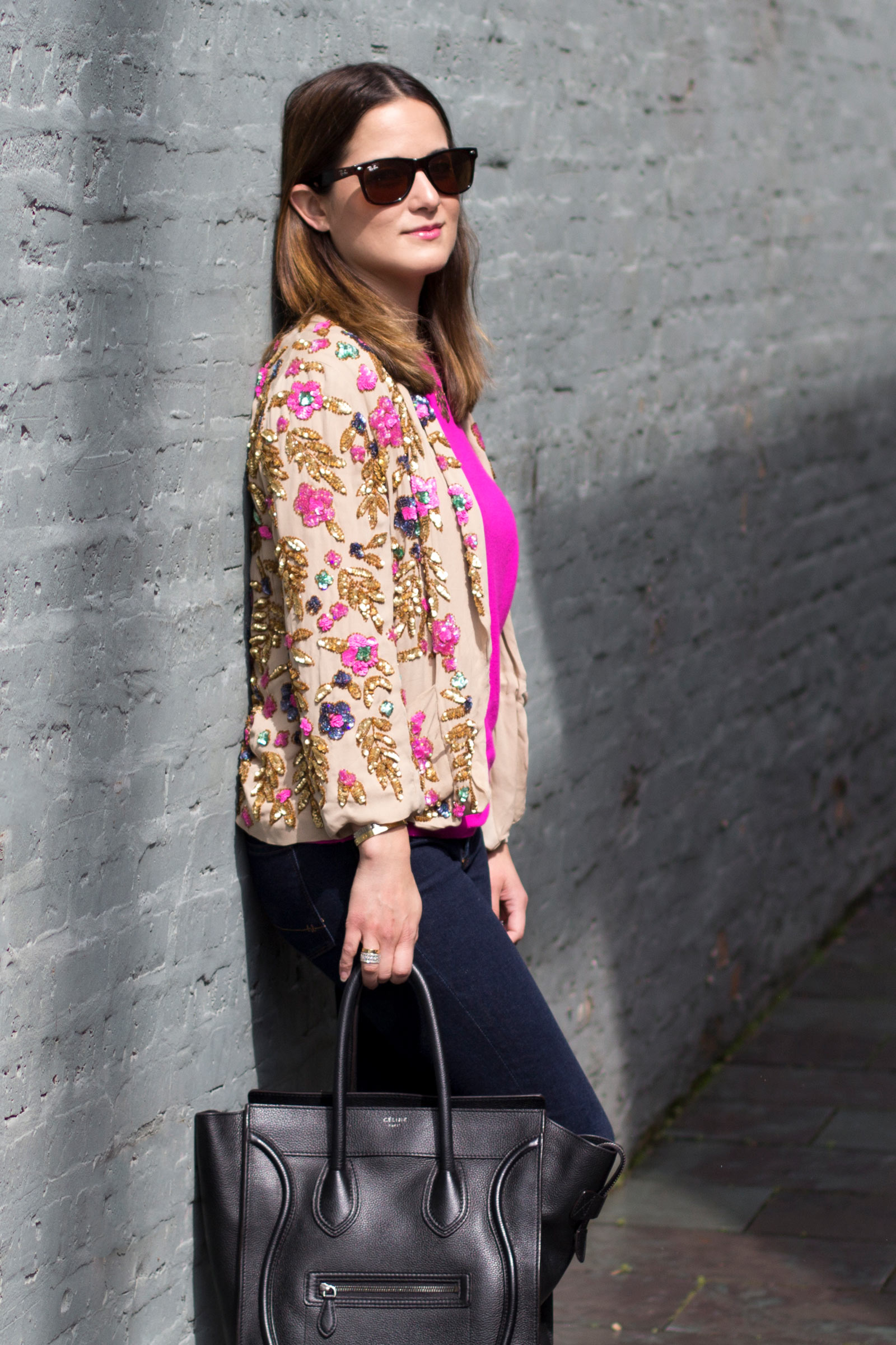 J. Crew Collection Sequin Floral Jacket