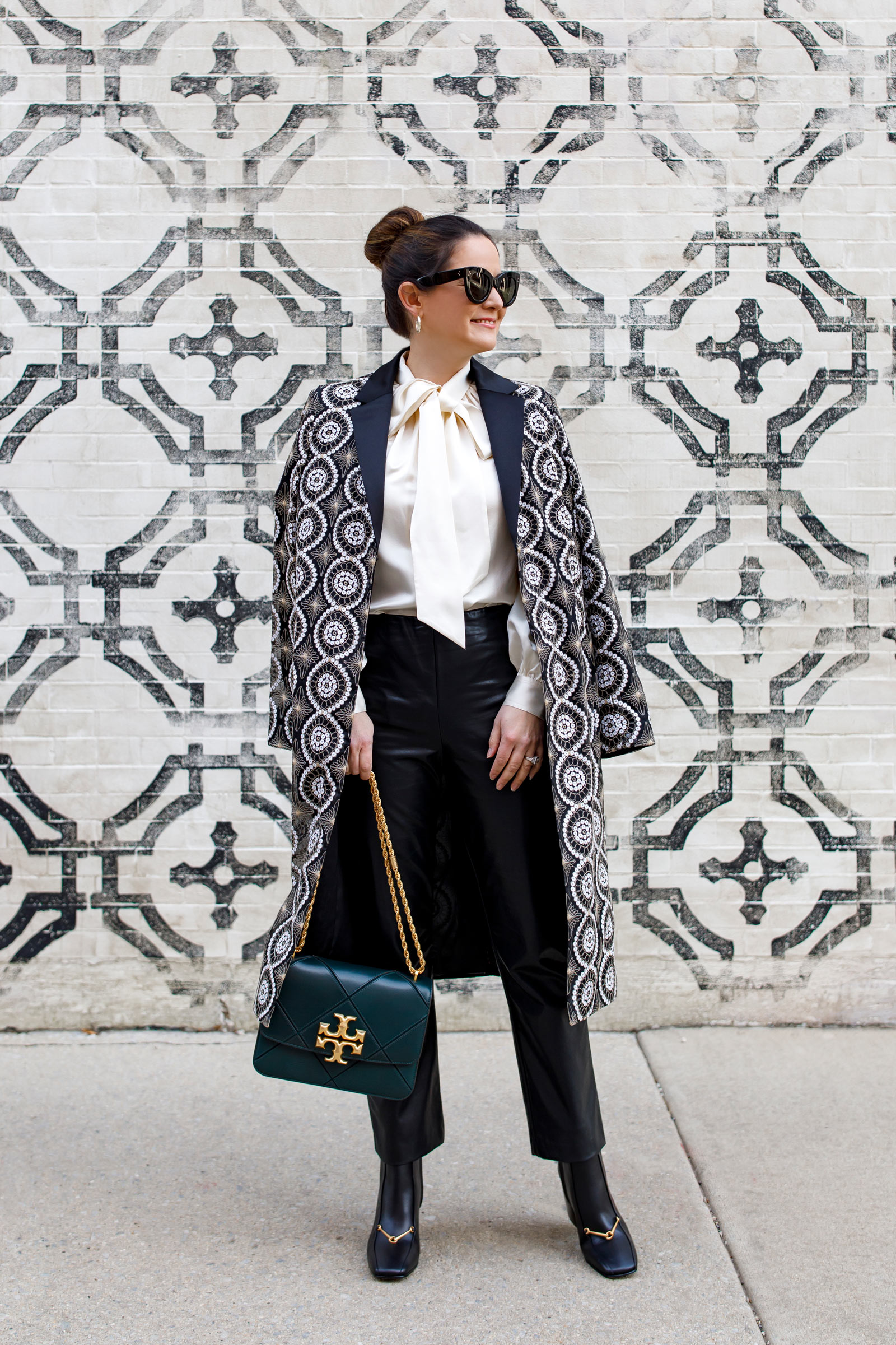 Tory Burch Black Ivory Embellished Coat