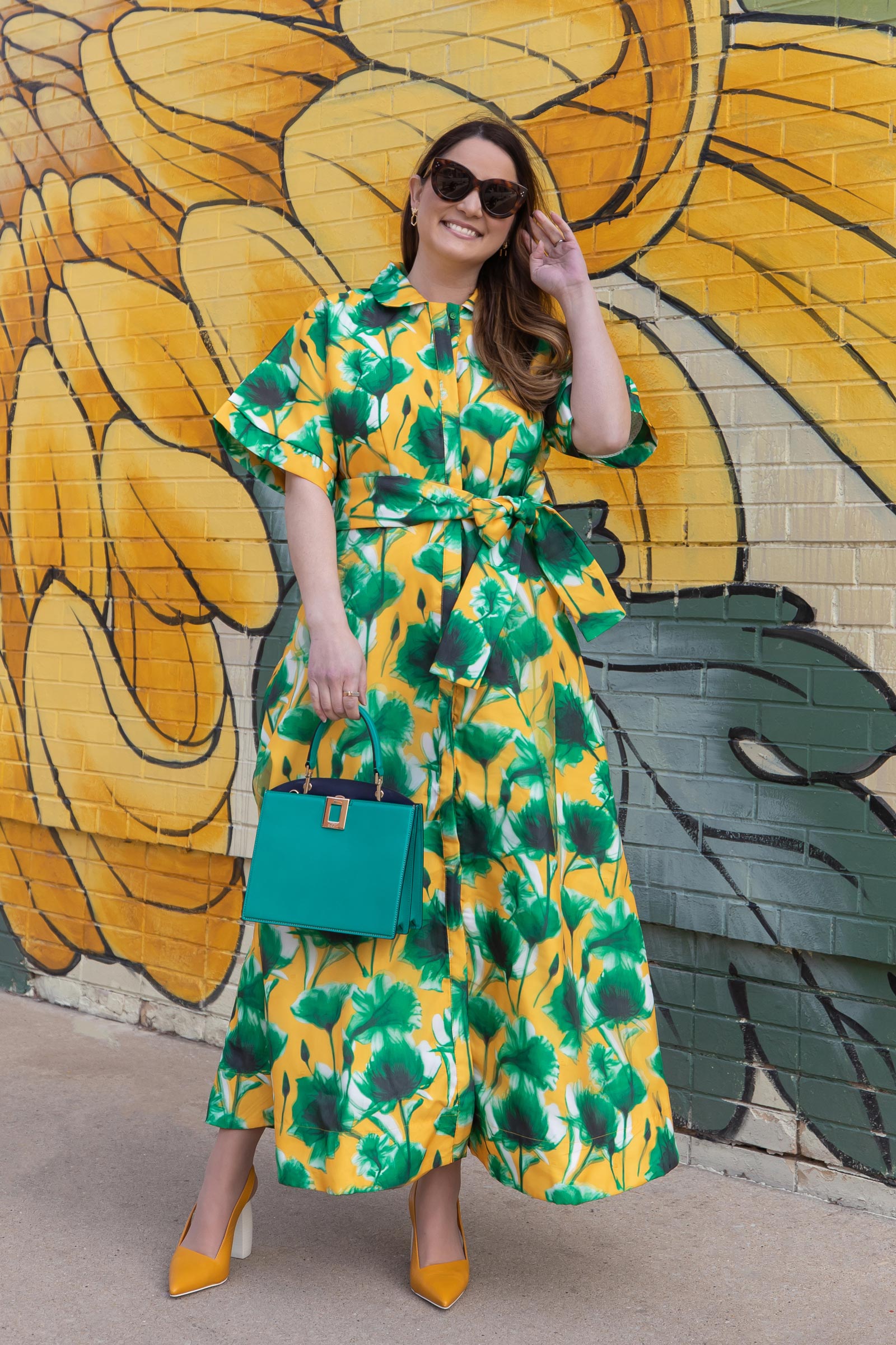 green and yellow dress