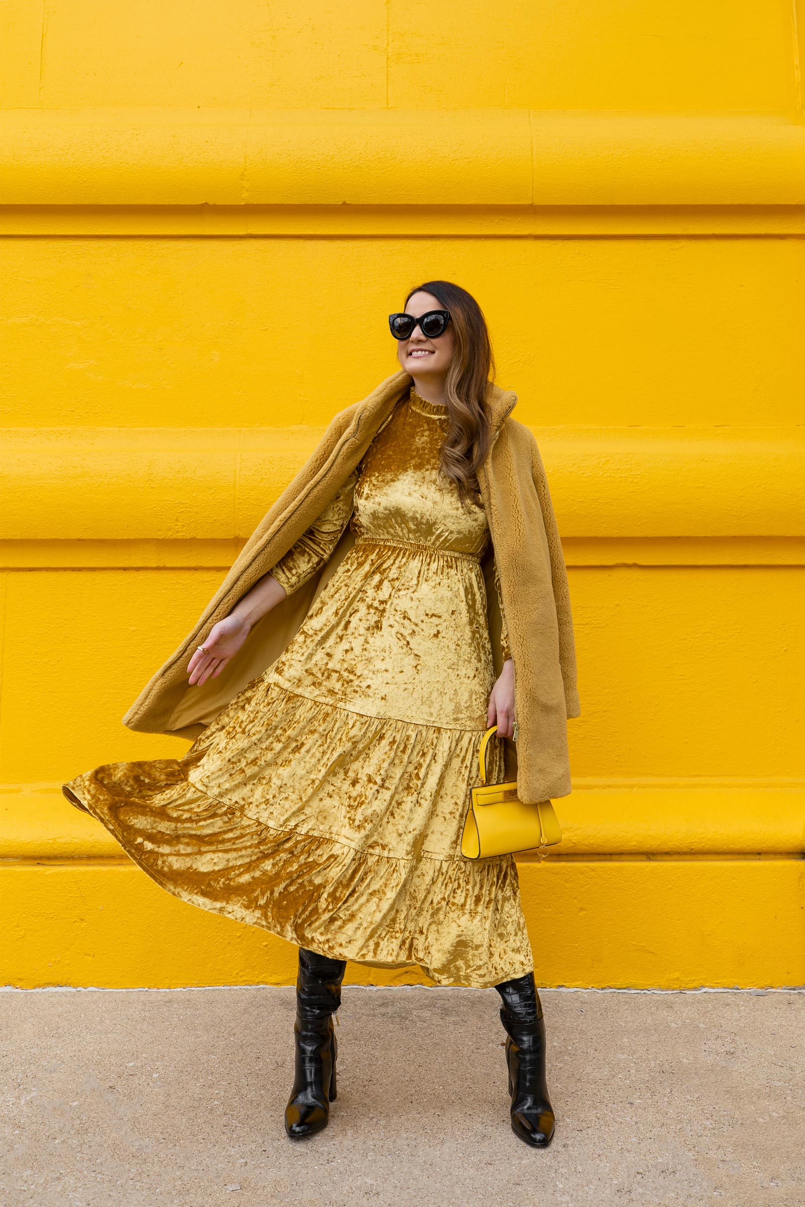 Tuckernuck Yellow Velvet Dress