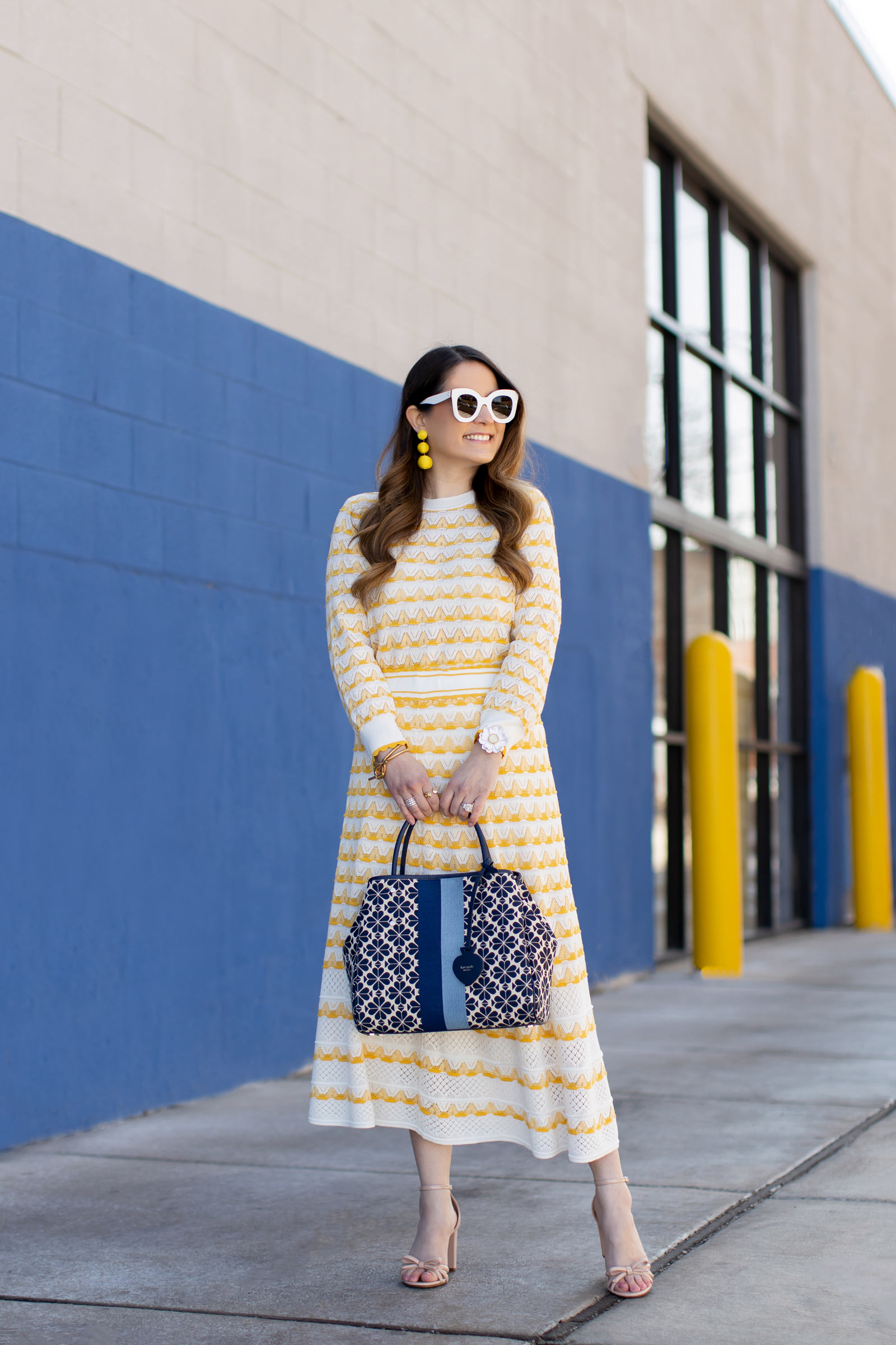 Kate Spade New York Navy Flower Jacquard Tote