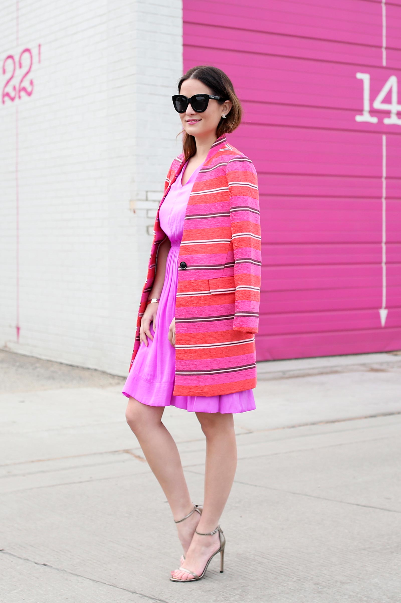 Red Pink Stripe Banana Republic Coat