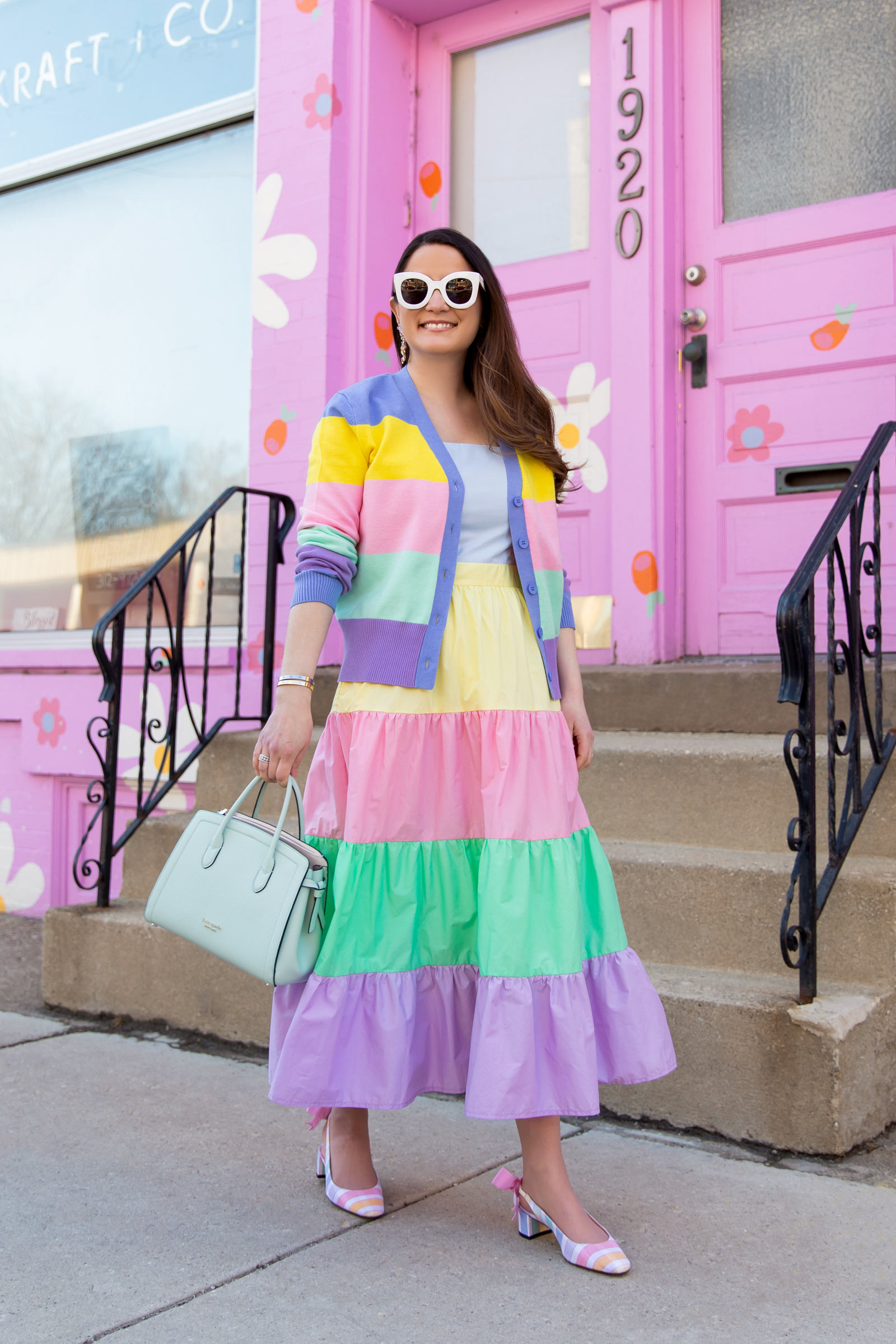 Jennifer Lake Pastel Tiered Dress