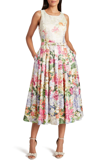 Tahari Floral Midi Dress