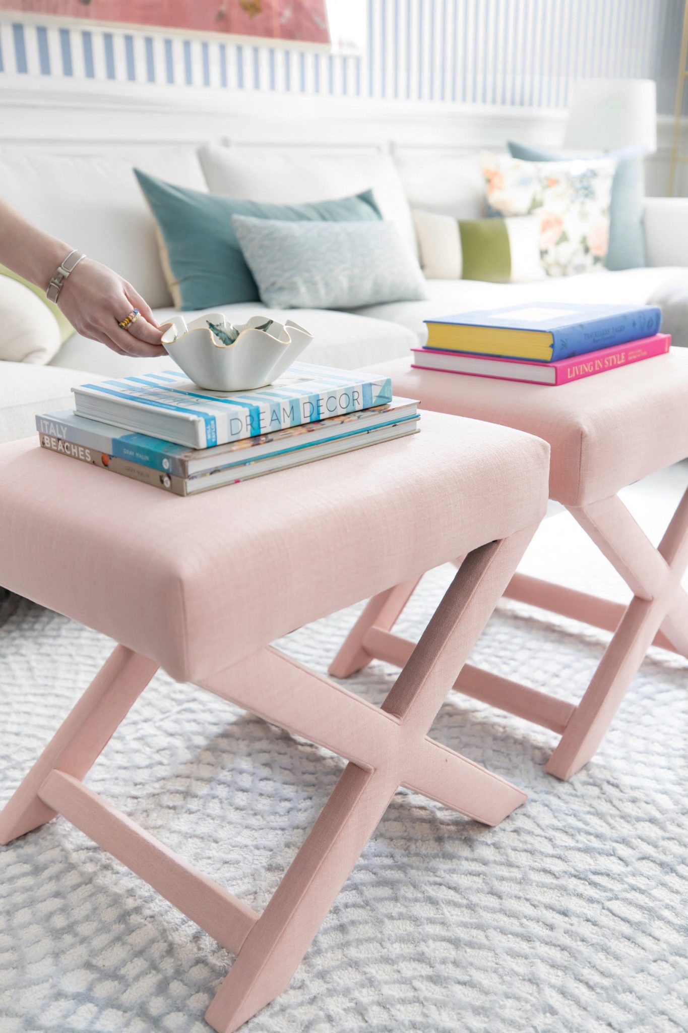 The Inside X Benches Pink Linen Interior Design Style Charade