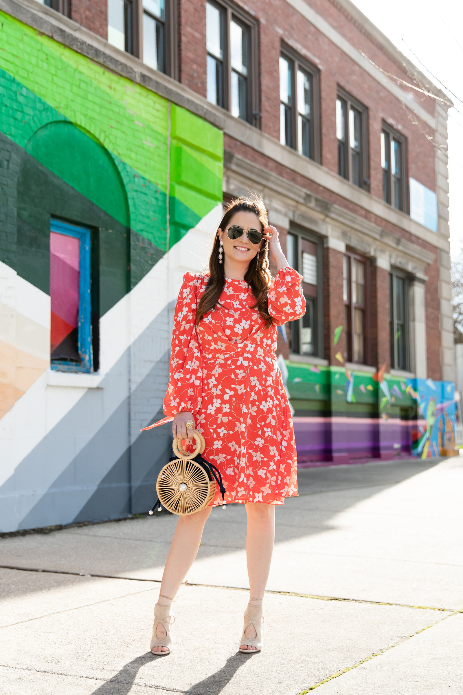 Jennifer Lake Orange Floral Dress