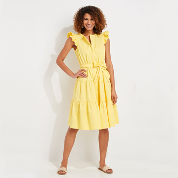 vineyard vines yellow ruffle dress