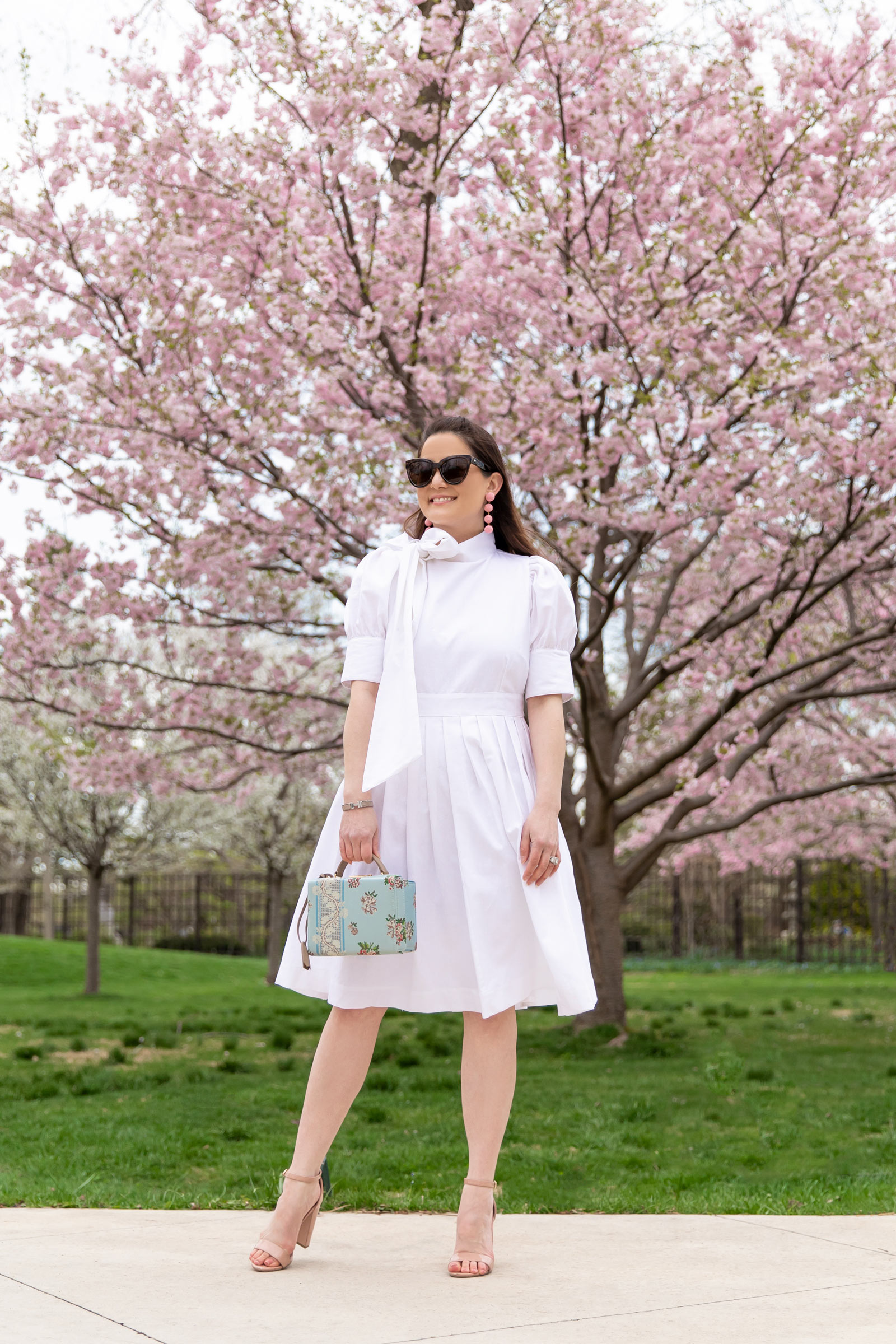 White Fit Flare Bow Dress