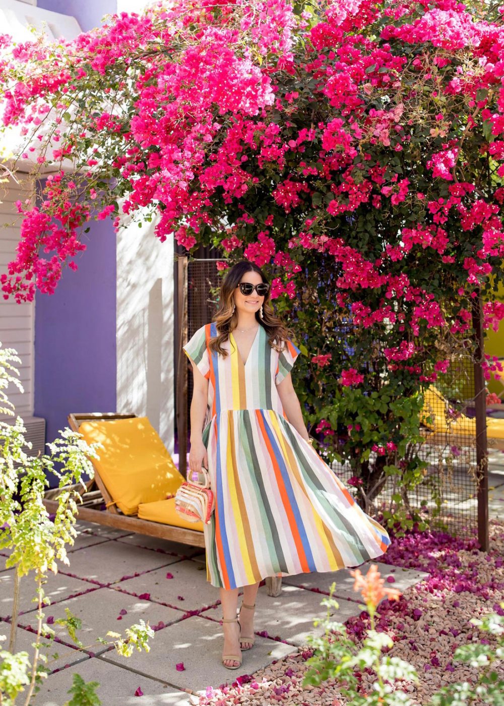 Whit Two Colorful Striped Dress