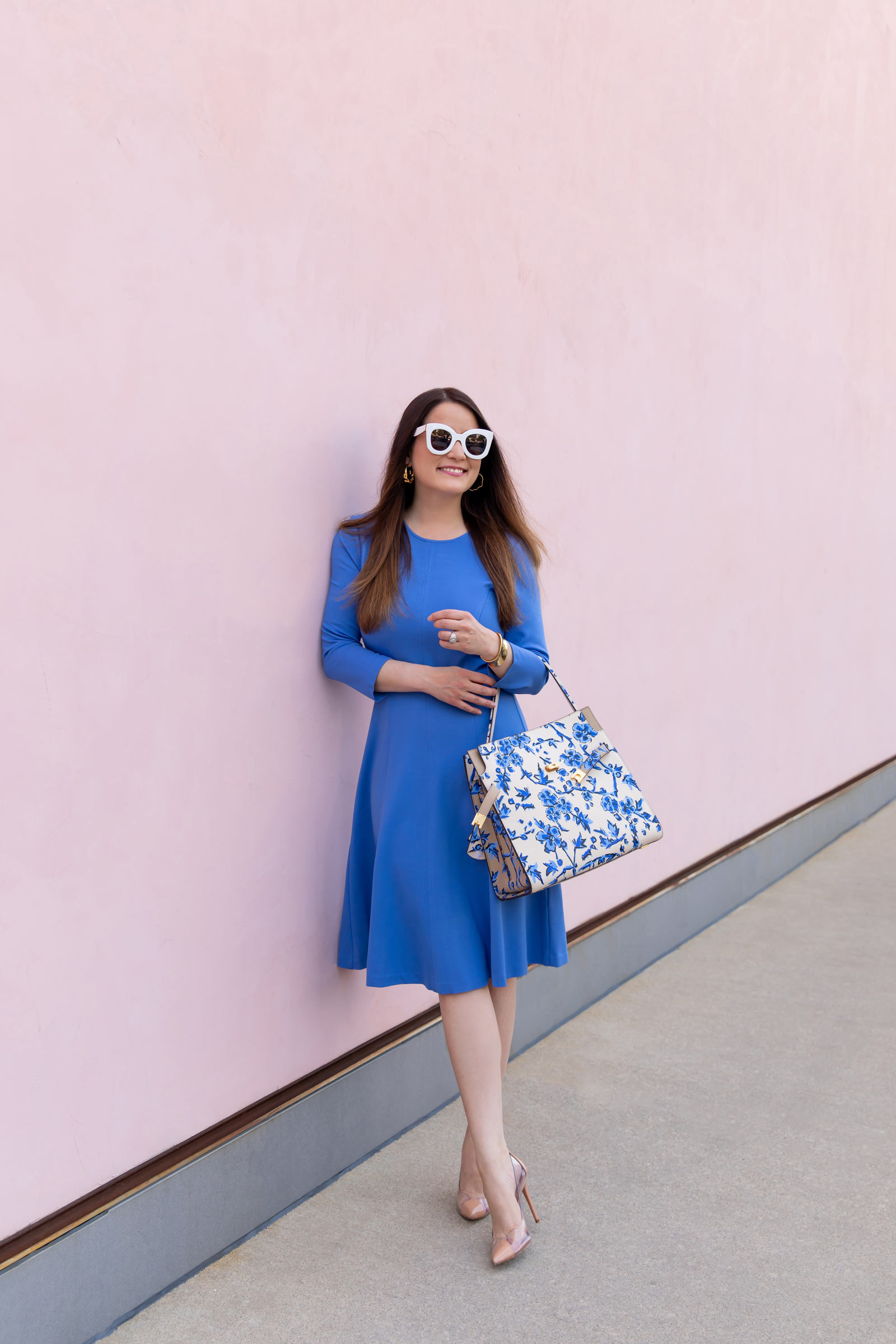 Eliza J Blue Fit Flare Dress