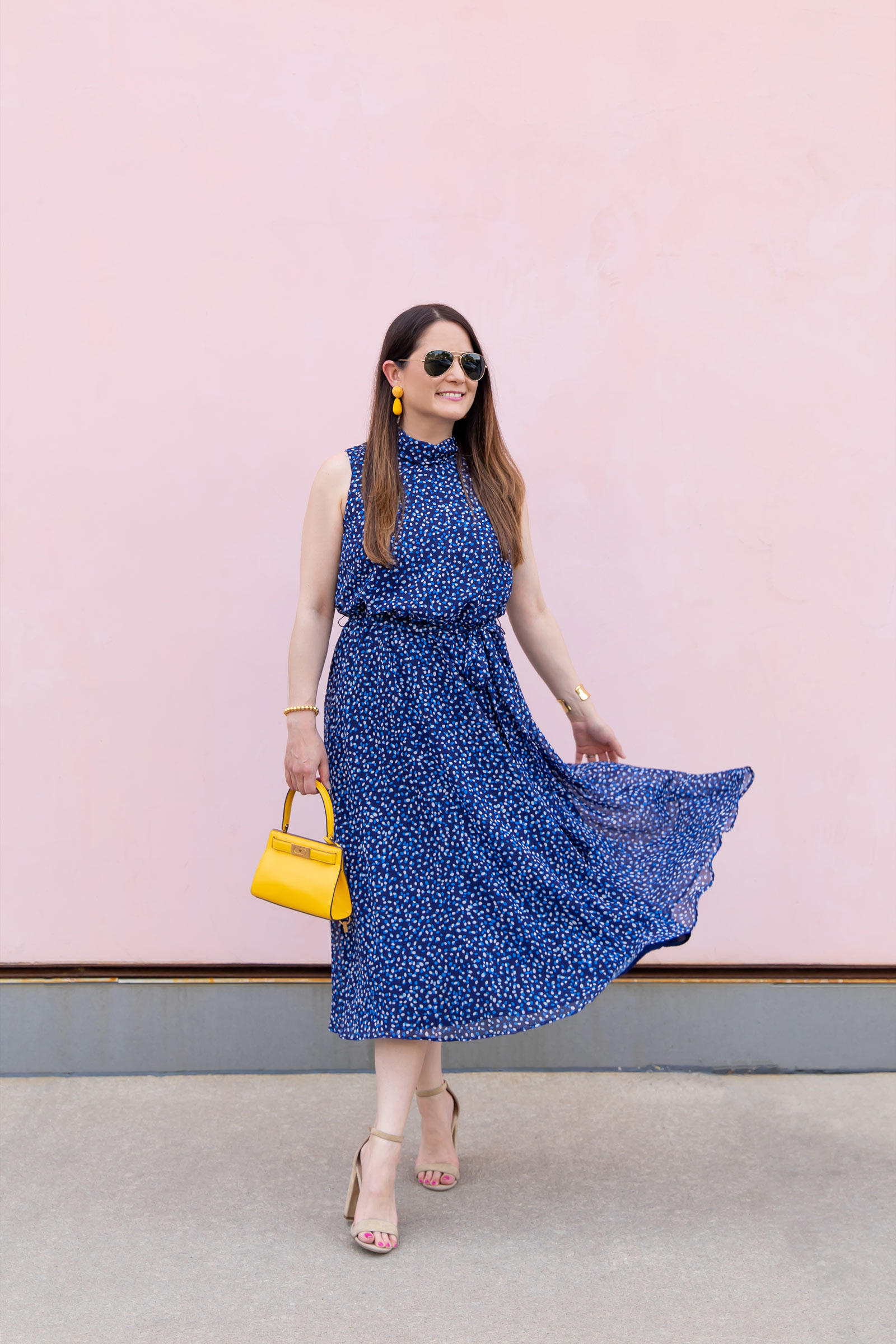 Harper Rose Dot Print Sleeveless Midi