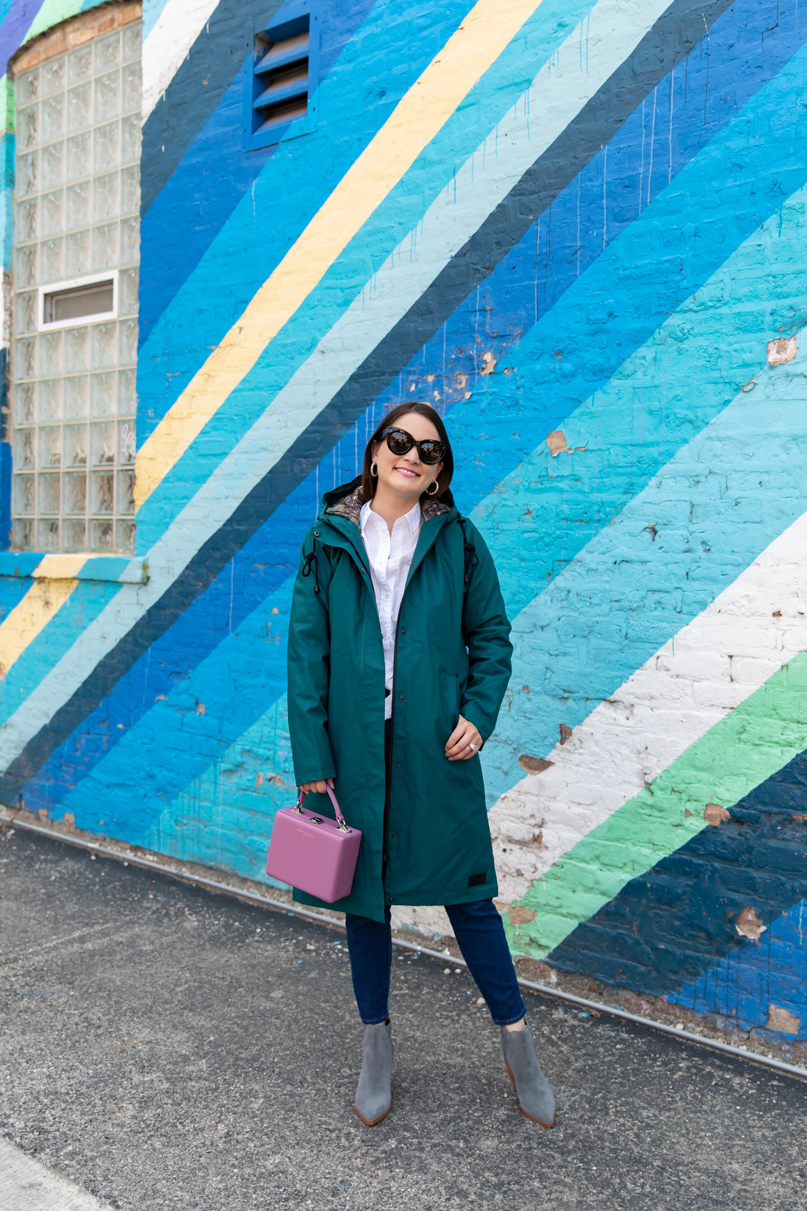 Jennifer Lake Pendleton Teal Raincoat