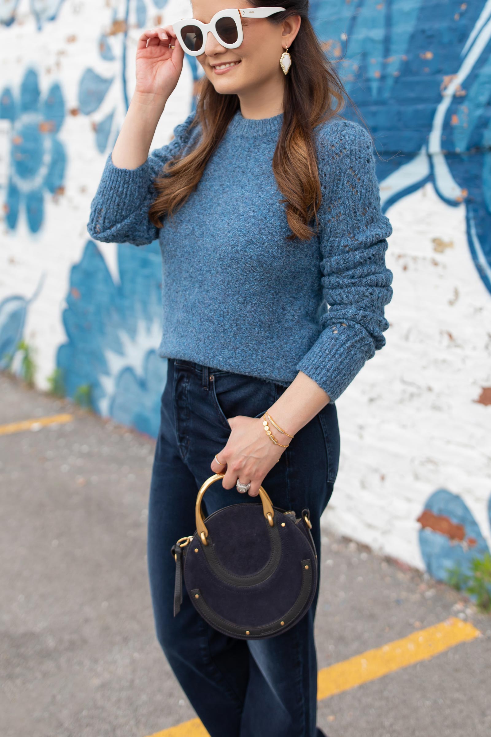 Veronica Beard Blue Puff Sleeve Sweater