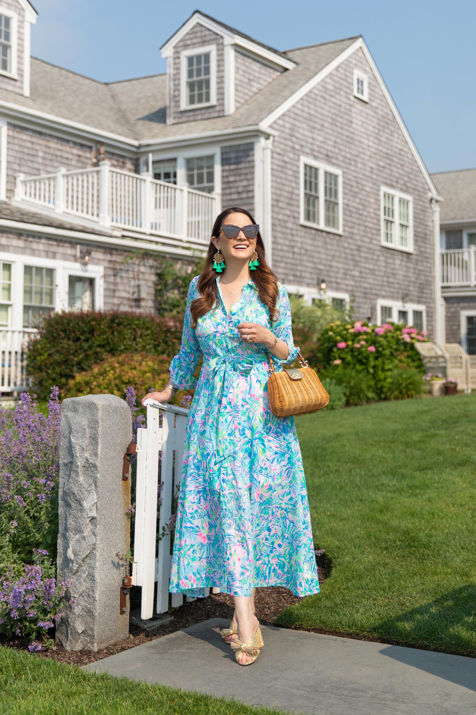 Lilly Pulitzer Green Floral Shirtdress