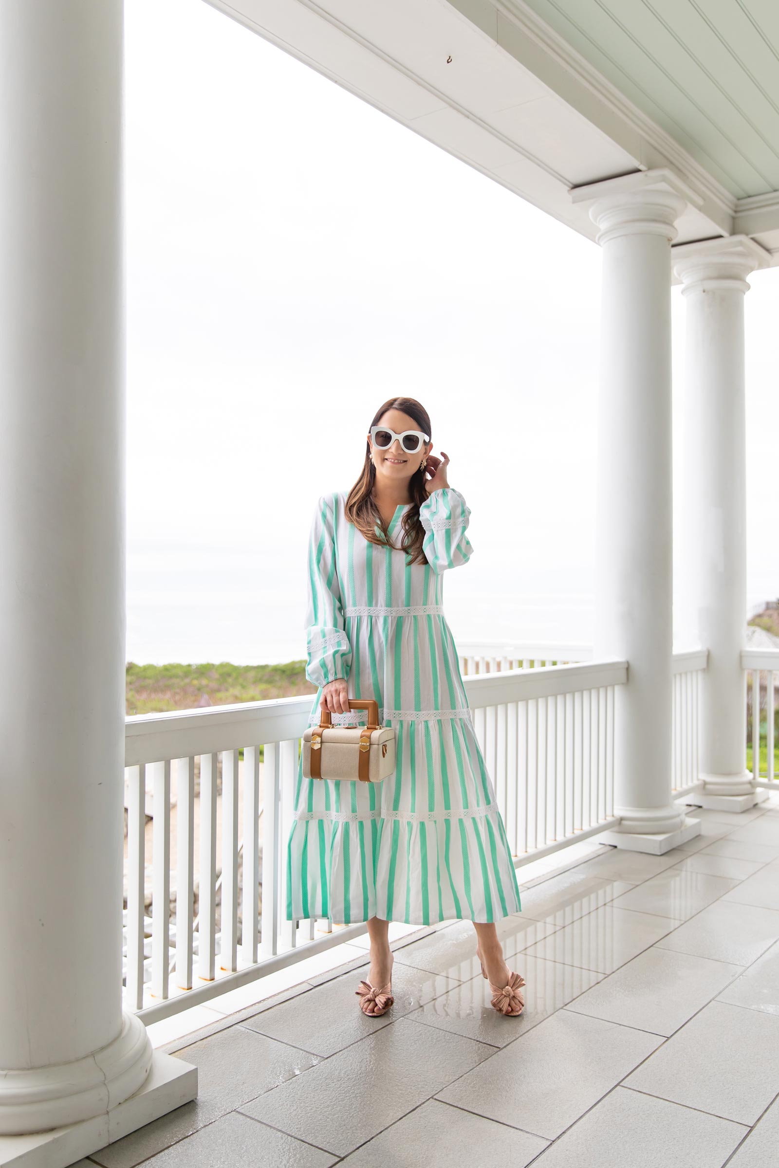 sail to sable green stripe midi