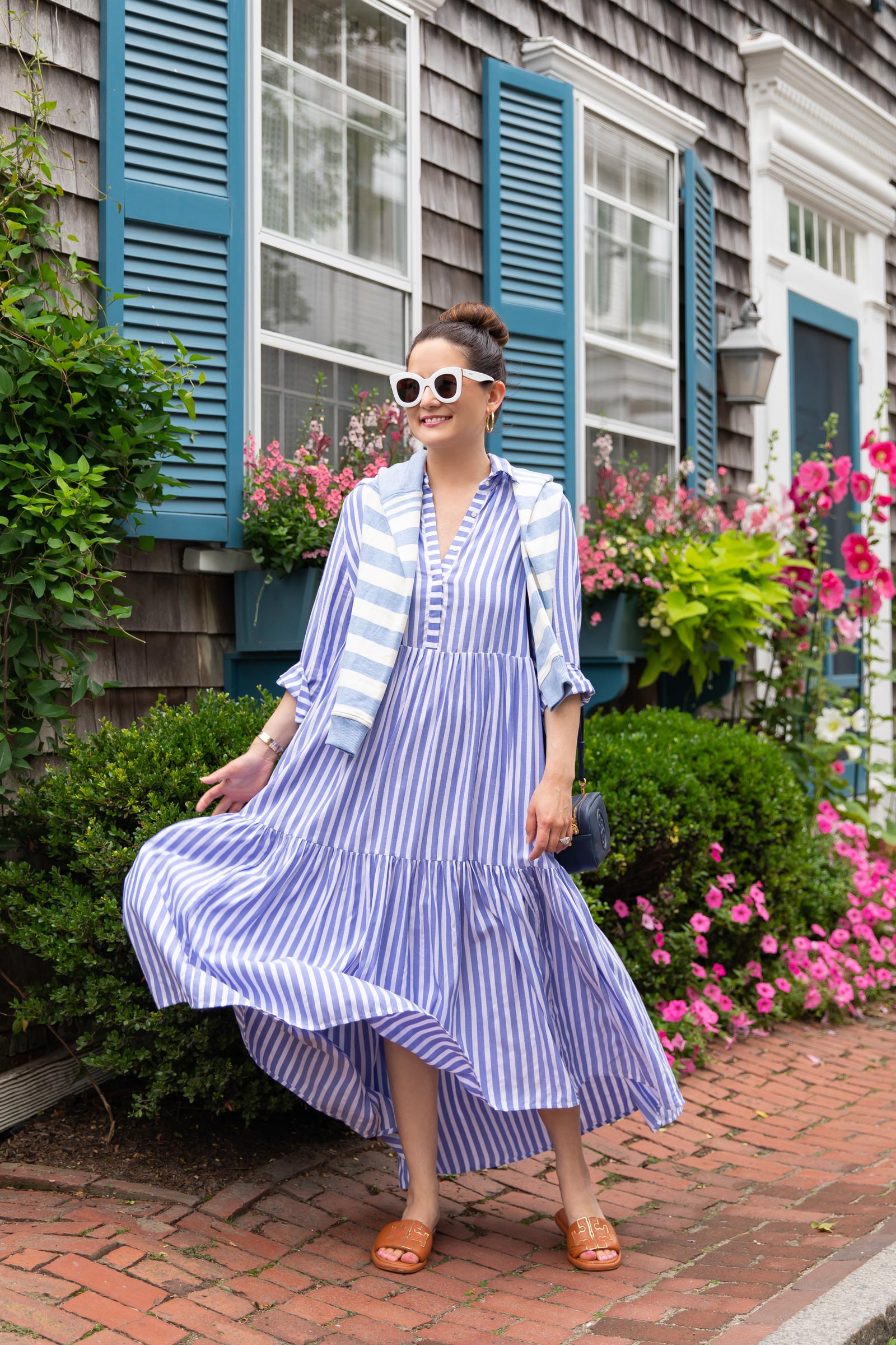 vineyard vines sail stripe tiered shirt dress