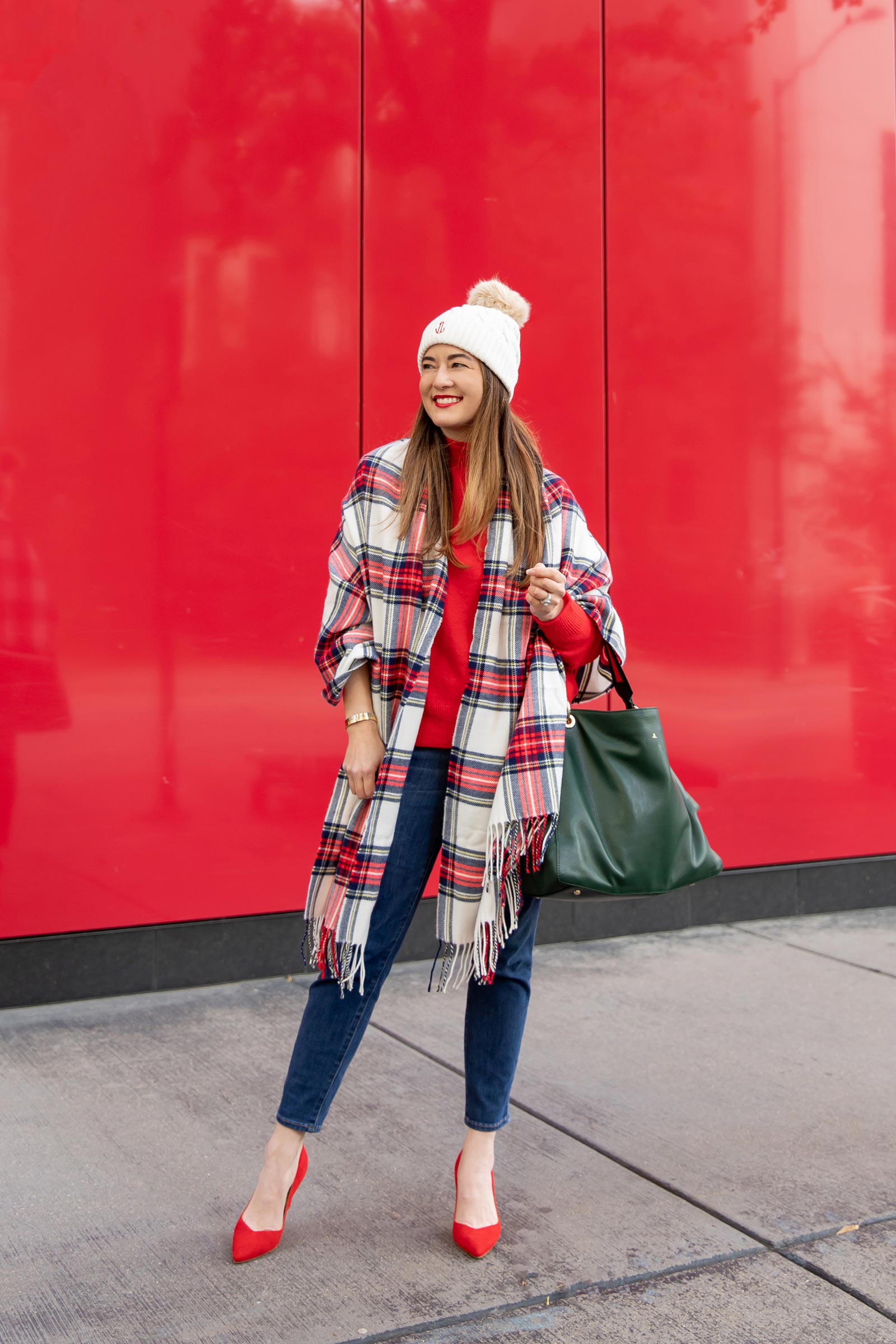 Jennifer Lake plaid Monogram Scarf