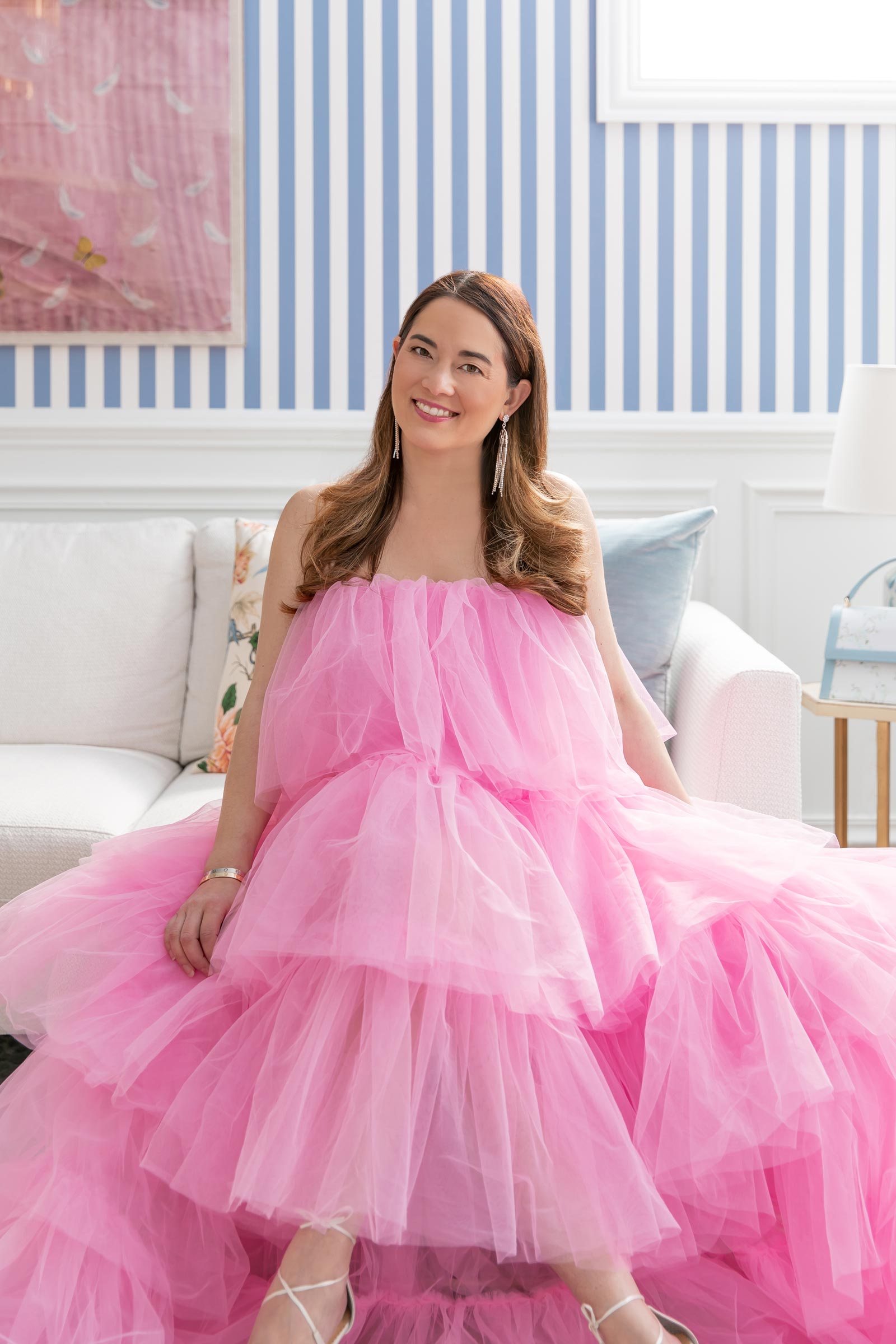 Jennifer Lake Pink Ruffle Dress
