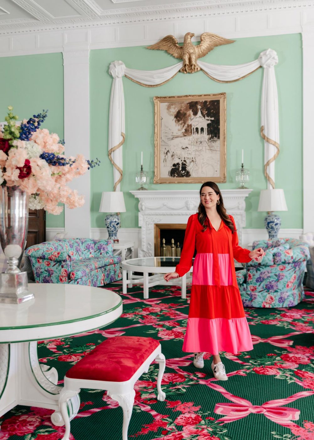 Style Charade Red Pink Dress