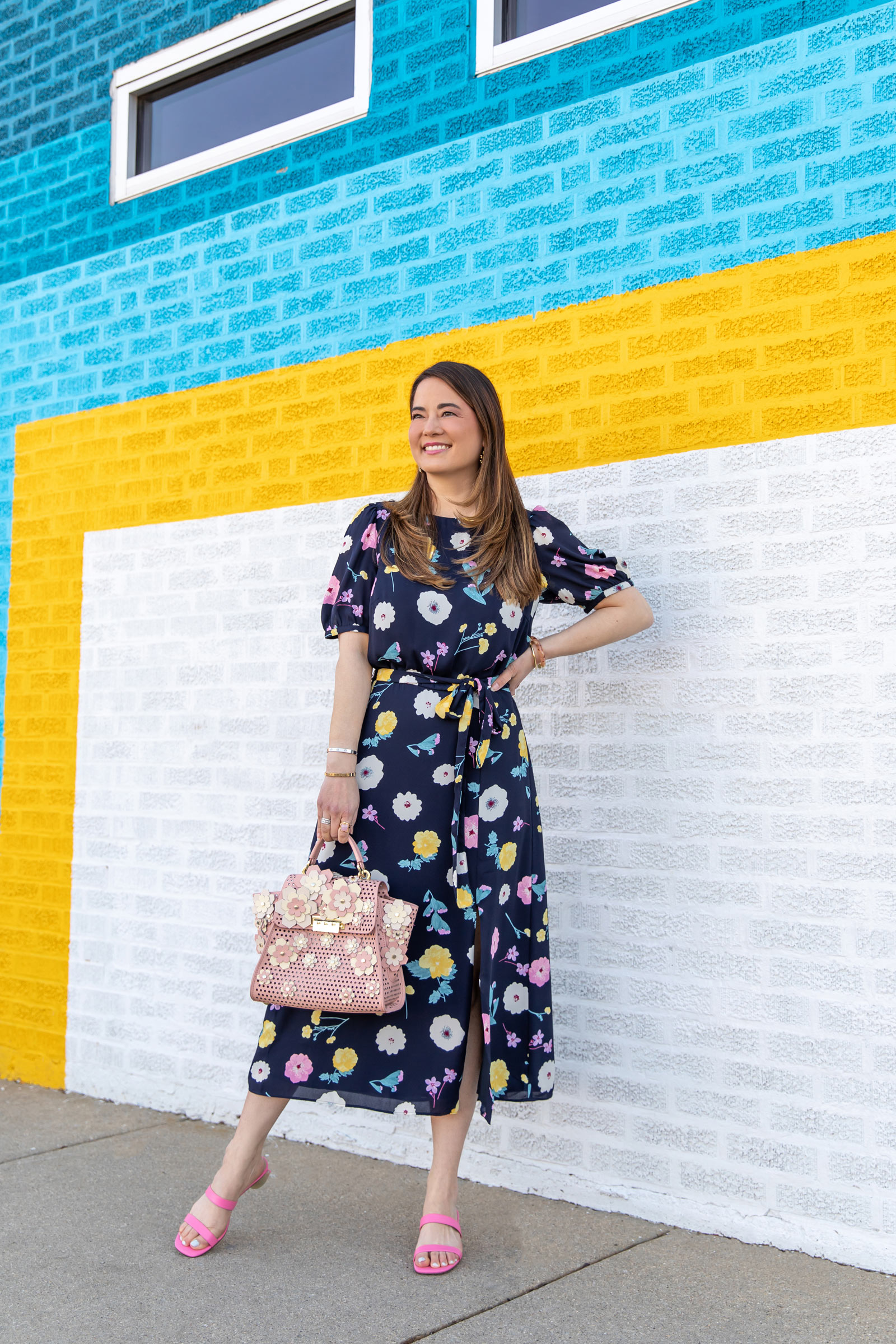 Ann Taylor Navy Pink Floral Dress