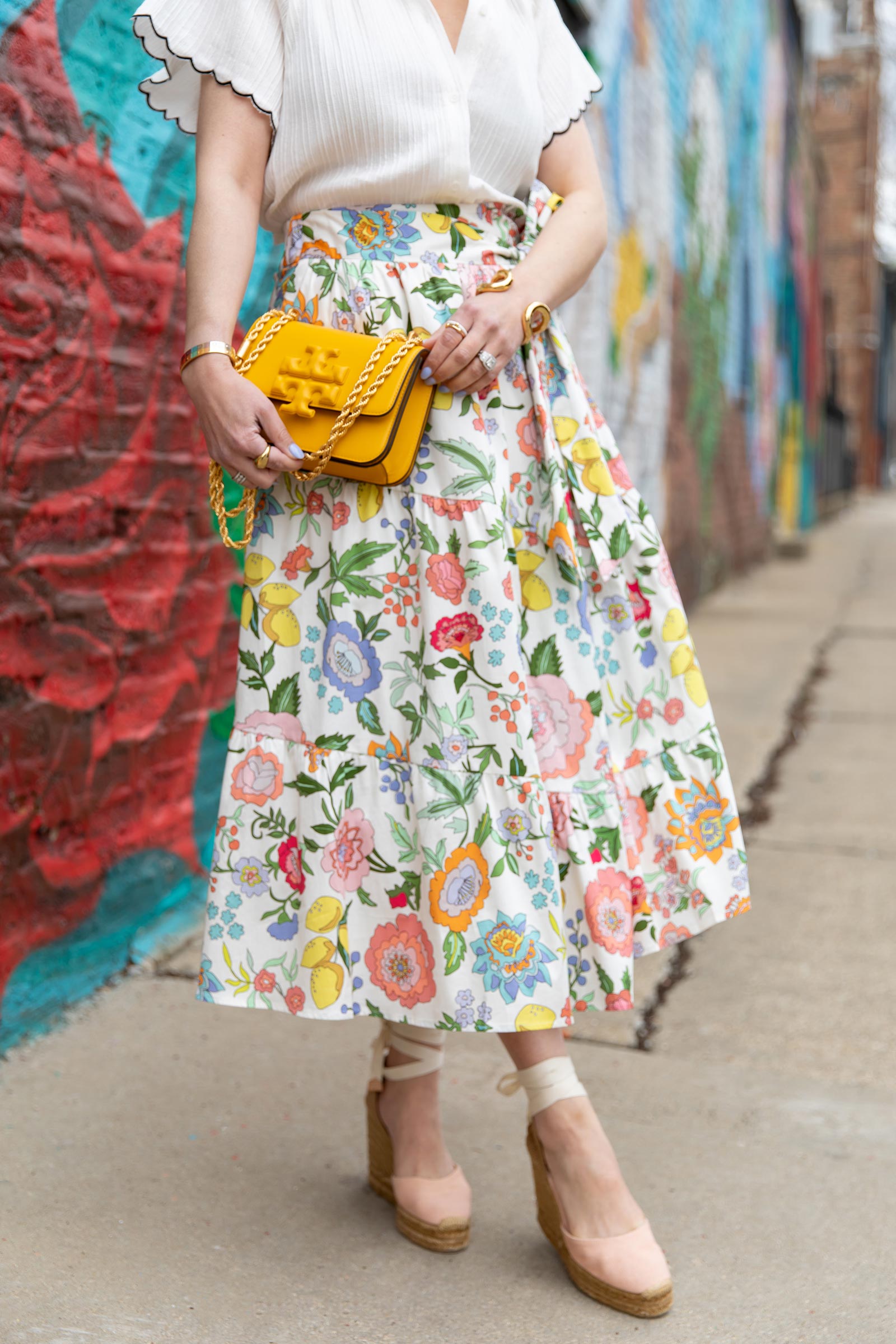 Crosby by Molly Burch Floral Midi Skirt Outfit - Style Charade