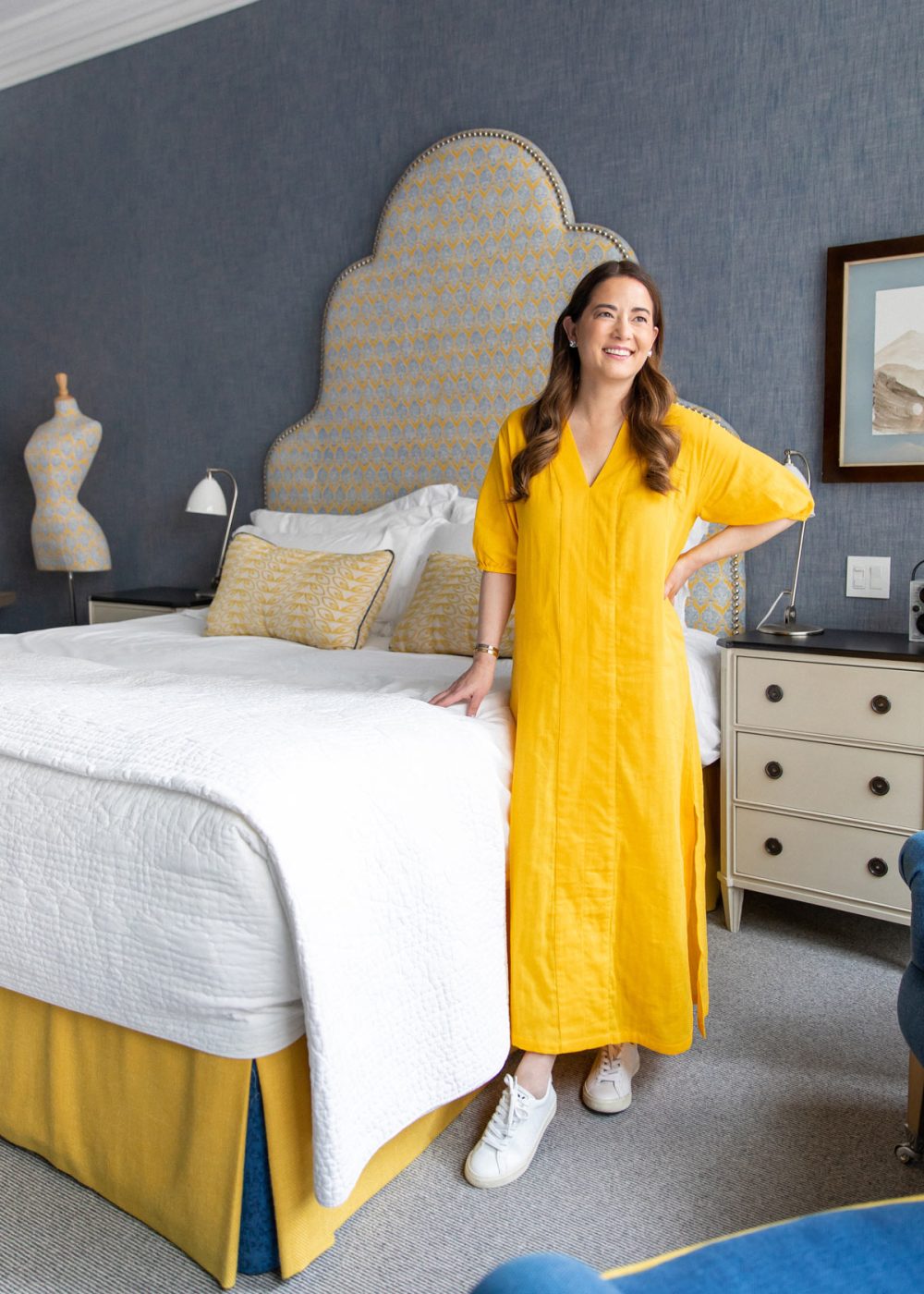 Jennifer Lake Yellow Gauze Caftan