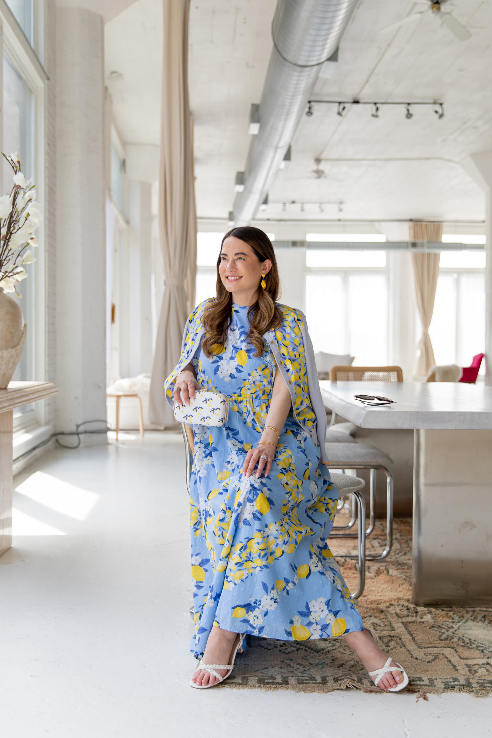 Ann Taylor Lemon Print Maxi Dress