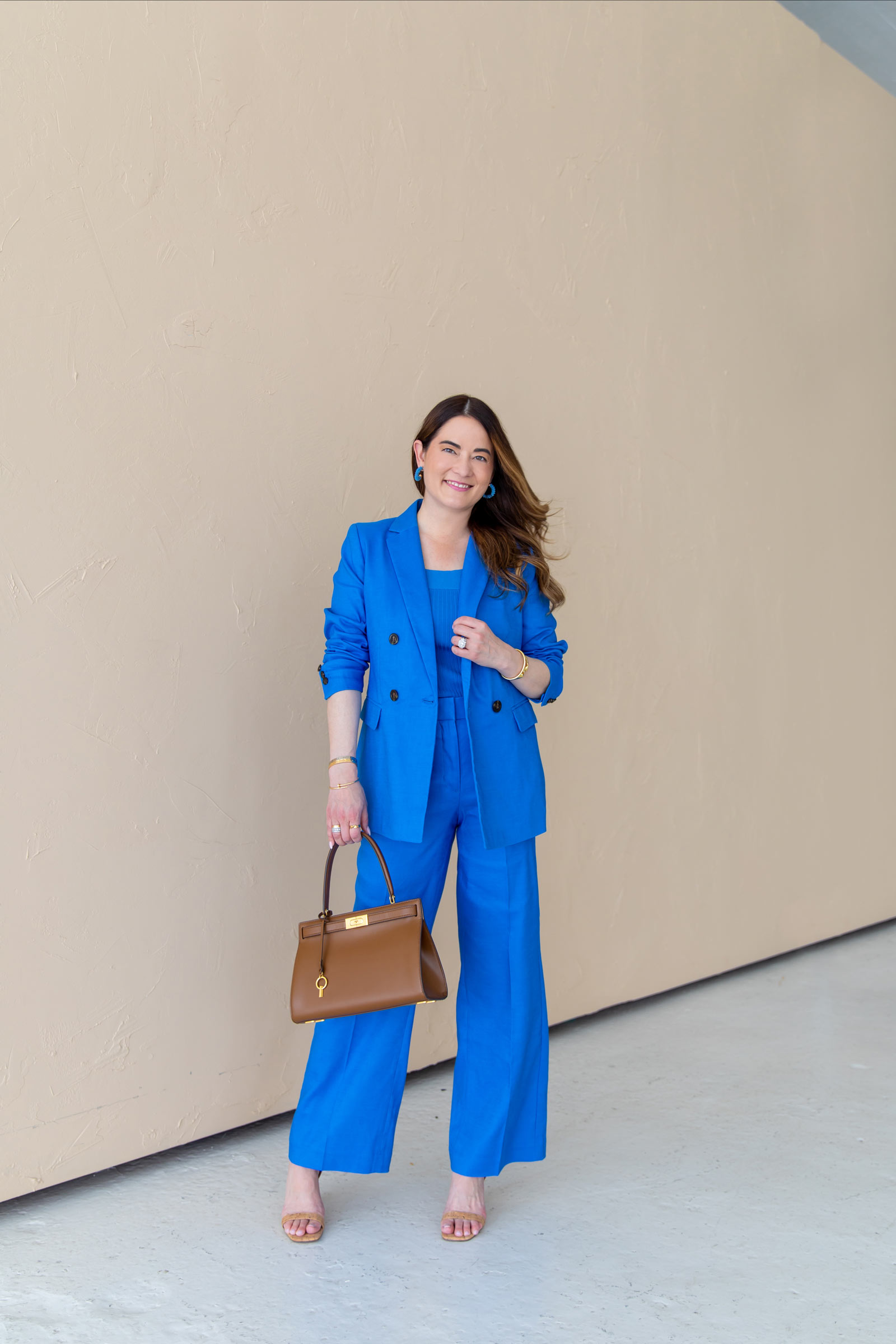 Ann Taylor Blue Linen Wide Leg Pants