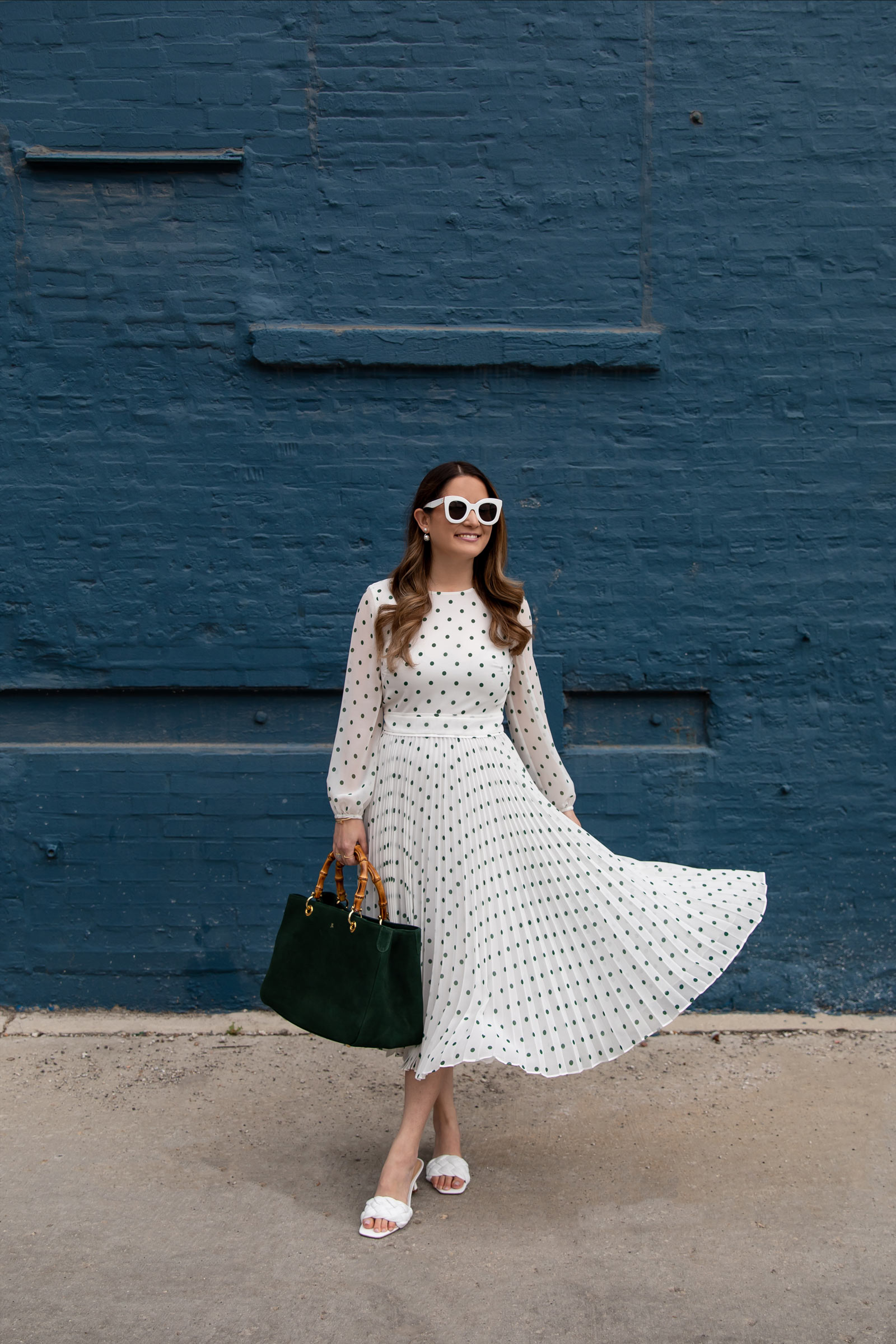 Polka Dot Pleated Dress